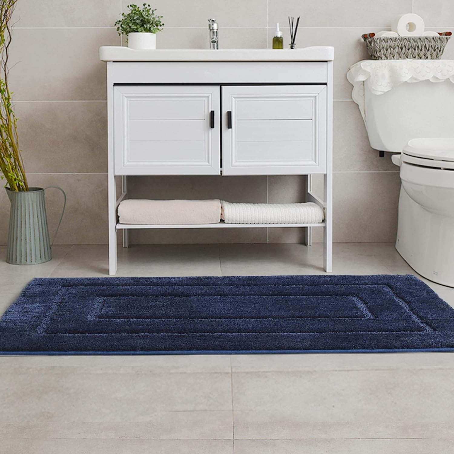 image:imageGRANNY SAYS Gray Bathroom Rugs Bath Mats for Bathroom NonSlip Super Soft and Water Absorbent Microfiber Bath Rugs Machine Wash Dry Bath Rugs for Floor Tub and Shower 16 x 24Deep Blue
