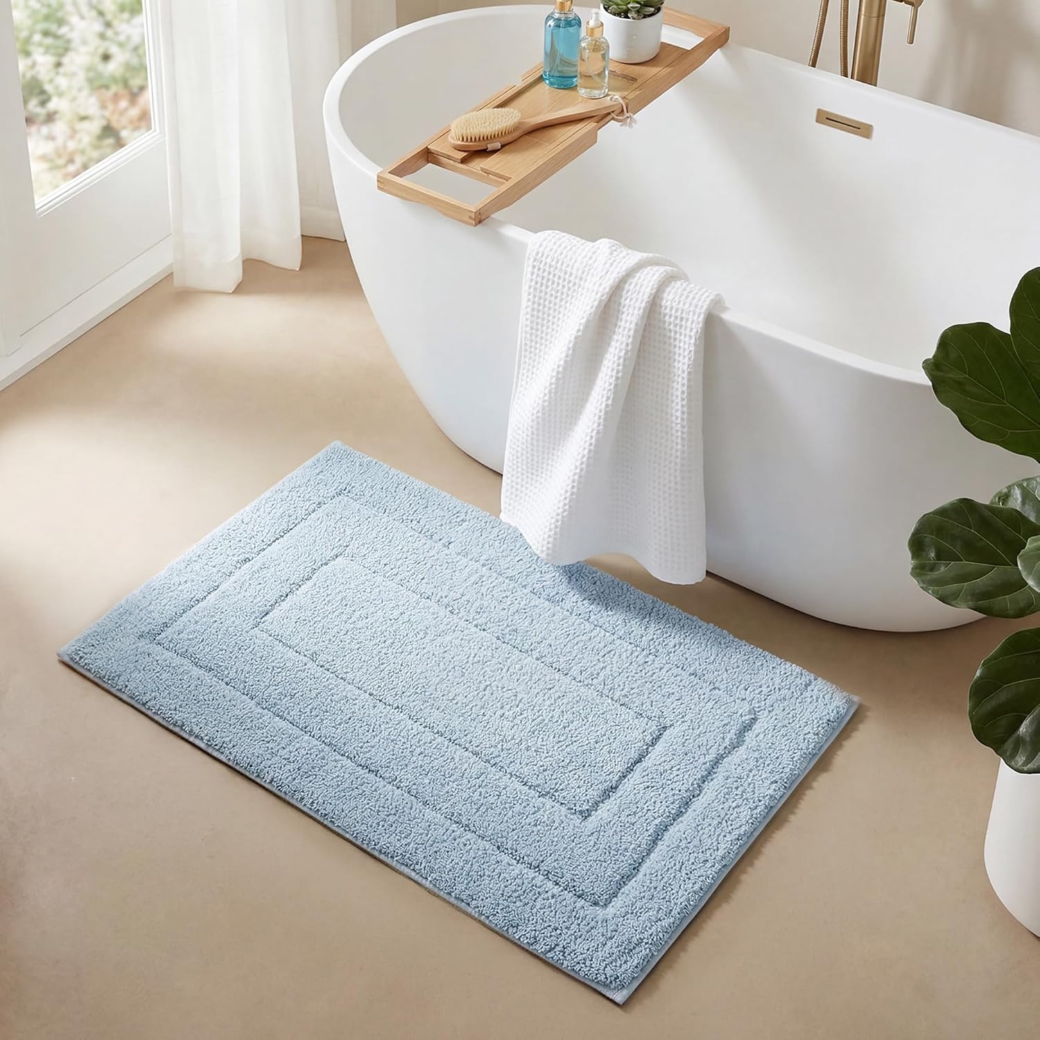 image:imageGRANNY SAYS Gray Bathroom Rugs Bath Mats for Bathroom NonSlip Super Soft and Water Absorbent Microfiber Bath Rugs Machine Wash Dry Bath Rugs for Floor Tub and Shower 16 x 24Baby Blue