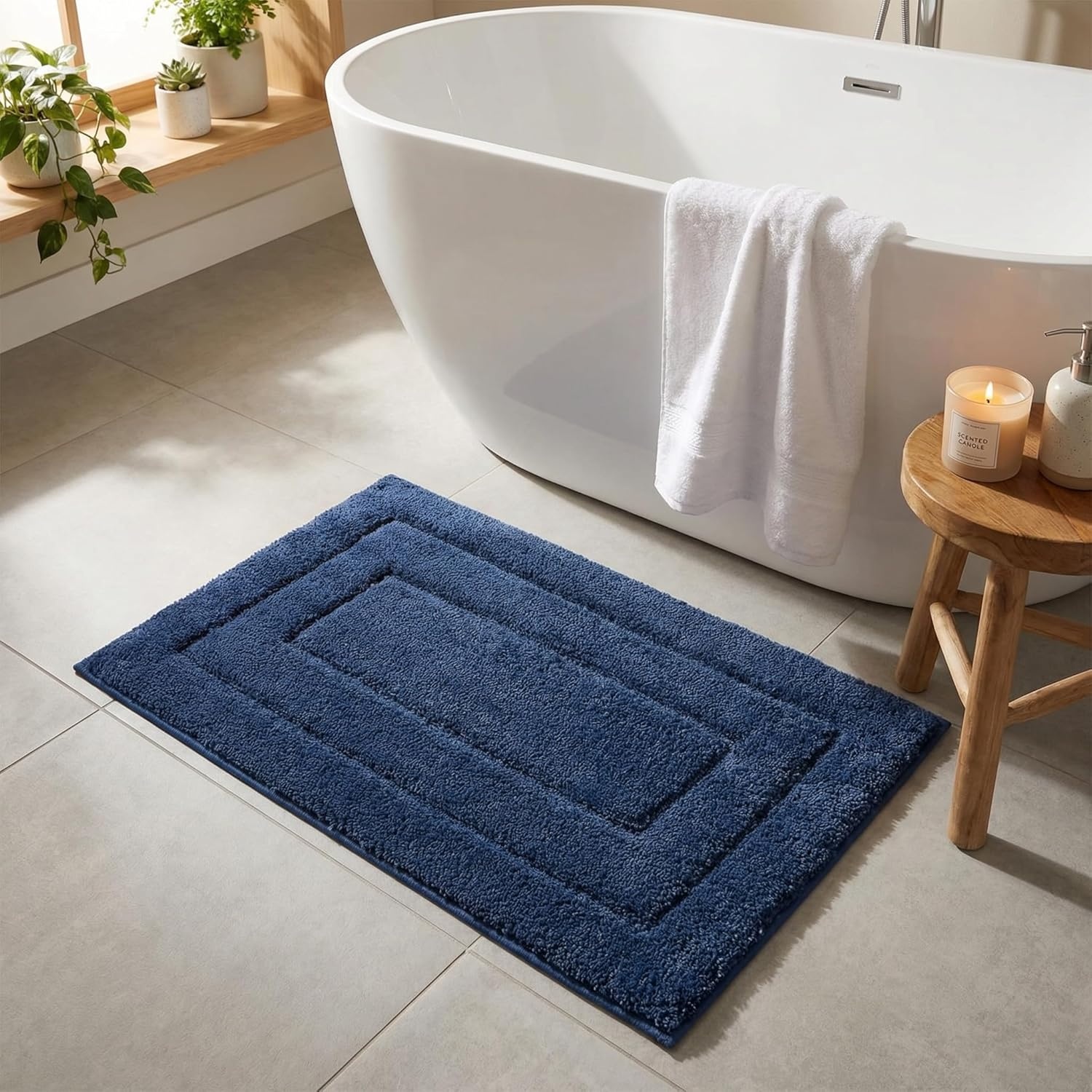 image:imageGRANNY SAYS Gray Bathroom Rugs Bath Mats for Bathroom NonSlip Super Soft and Water Absorbent Microfiber Bath Rugs Machine Wash Dry Bath Rugs for Floor Tub and Shower 16 x 24Deep Blue