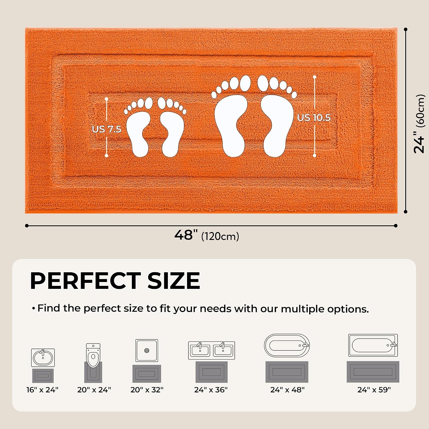 image:imageGRANNY SAYS Gray Bathroom Rugs Bath Mats for Bathroom NonSlip Super Soft and Water Absorbent Microfiber Bath Rugs Machine Wash Dry Bath Rugs for Floor Tub and Shower 16 x 24Orange