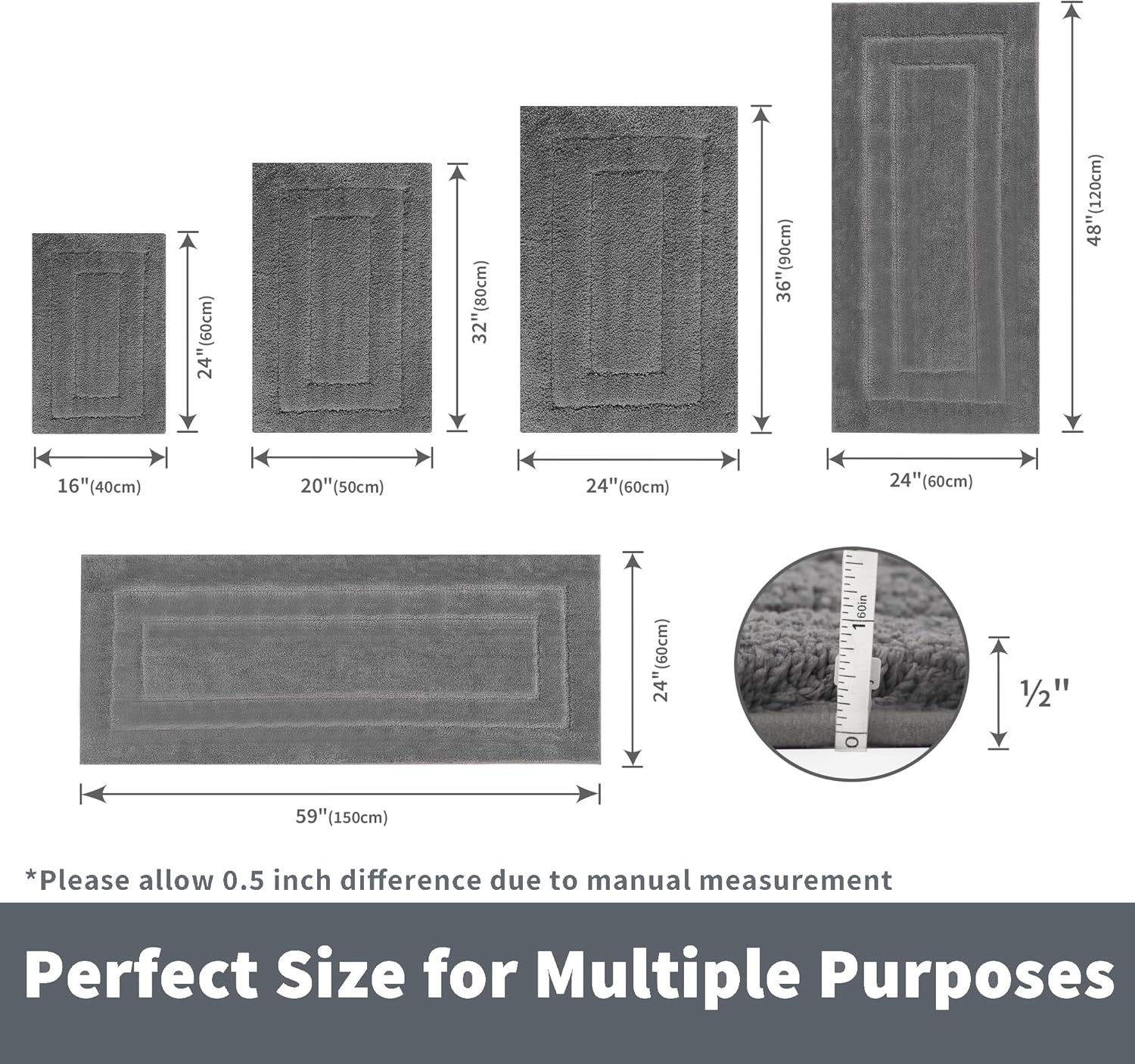 image:imageGRANNY SAYS Gray Bathroom Rugs Bath Mats for Bathroom NonSlip Super Soft and Water Absorbent Microfiber Bath Rugs Machine Wash Dry Bath Rugs for Floor Tub and Shower 16 x 24Deep Gray