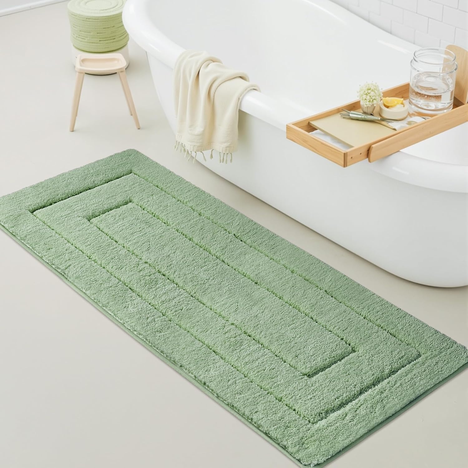 image:imageGRANNY SAYS Gray Bathroom Rugs Bath Mats for Bathroom NonSlip Super Soft and Water Absorbent Microfiber Bath Rugs Machine Wash Dry Bath Rugs for Floor Tub and Shower 16 x 24Green