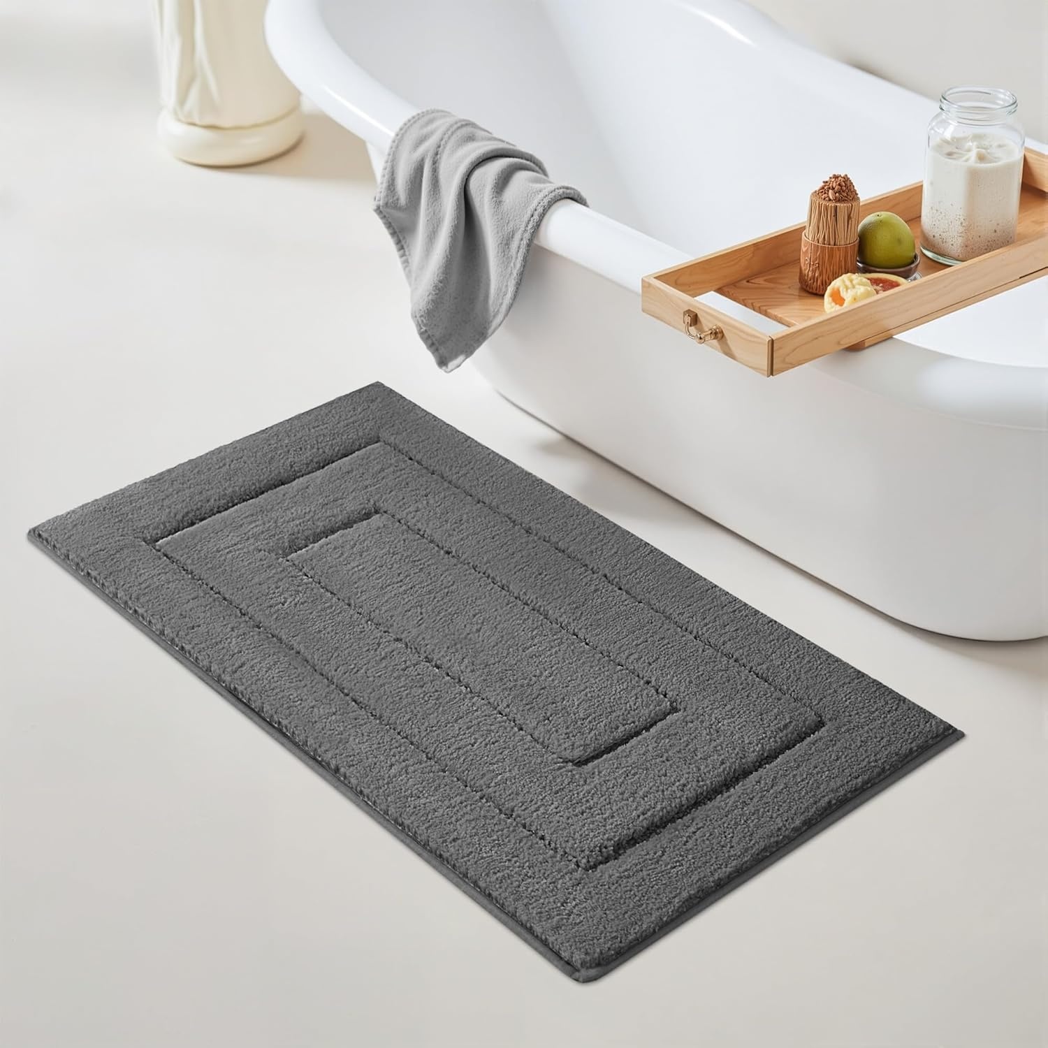 image:imageGRANNY SAYS Gray Bathroom Rugs Bath Mats for Bathroom NonSlip Super Soft and Water Absorbent Microfiber Bath Rugs Machine Wash Dry Bath Rugs for Floor Tub and Shower 16 x 24Deep Gray