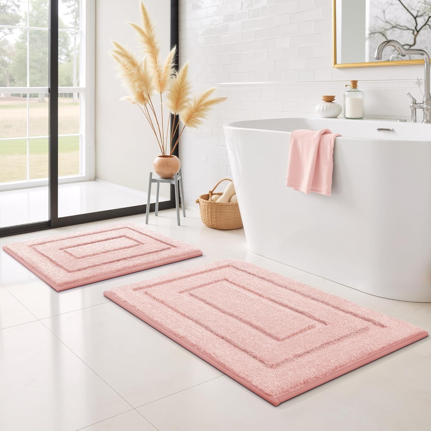 image:imageGRANNY SAYS Gray Bathroom Rugs Bath Mats for Bathroom NonSlip Super Soft and Water Absorbent Microfiber Bath Rugs Machine Wash Dry Bath Rugs for Floor Tub and Shower 16 x 24Pink