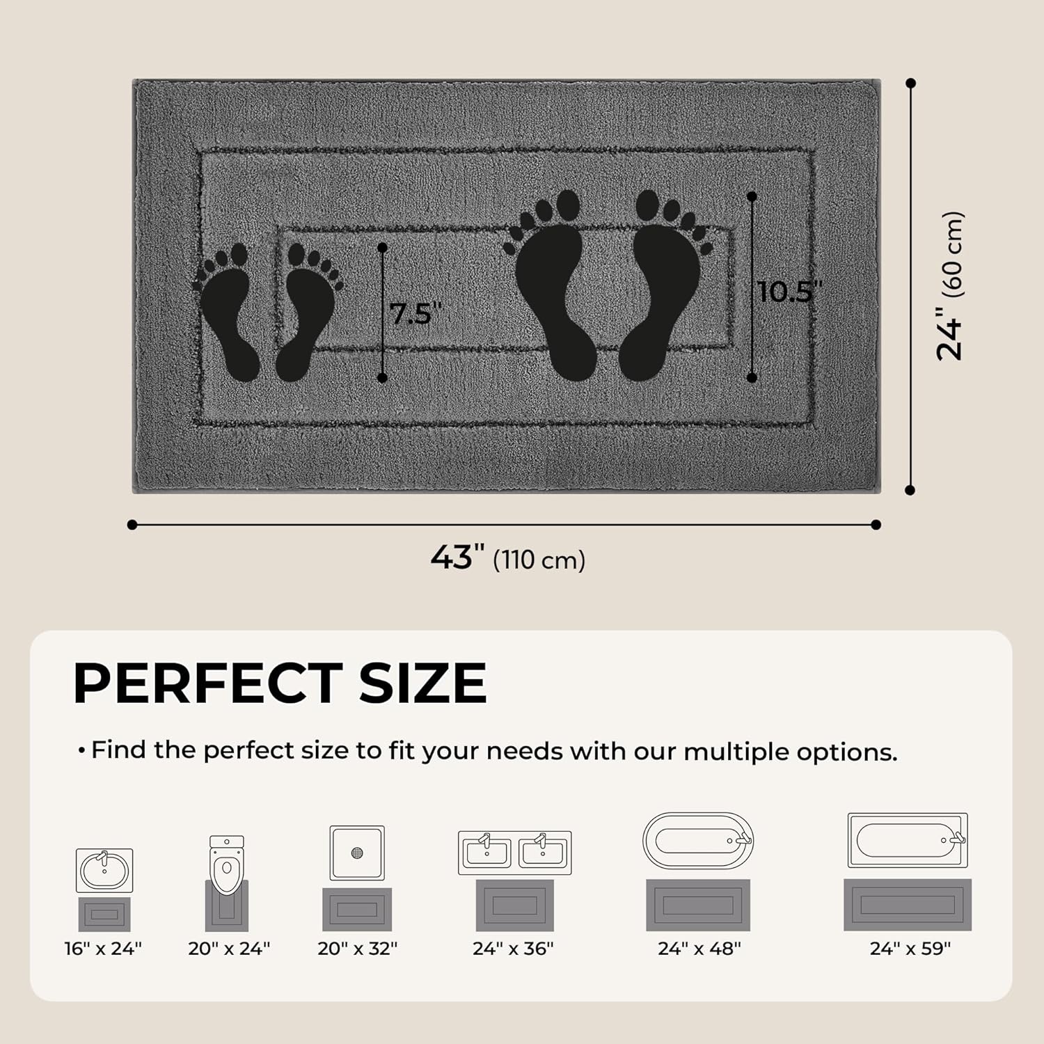 image:imageGRANNY SAYS Gray Bathroom Rugs Bath Mats for Bathroom NonSlip Super Soft and Water Absorbent Microfiber Bath Rugs Machine Wash Dry Bath Rugs for Floor Tub and Shower 16 x 24Deep Gray