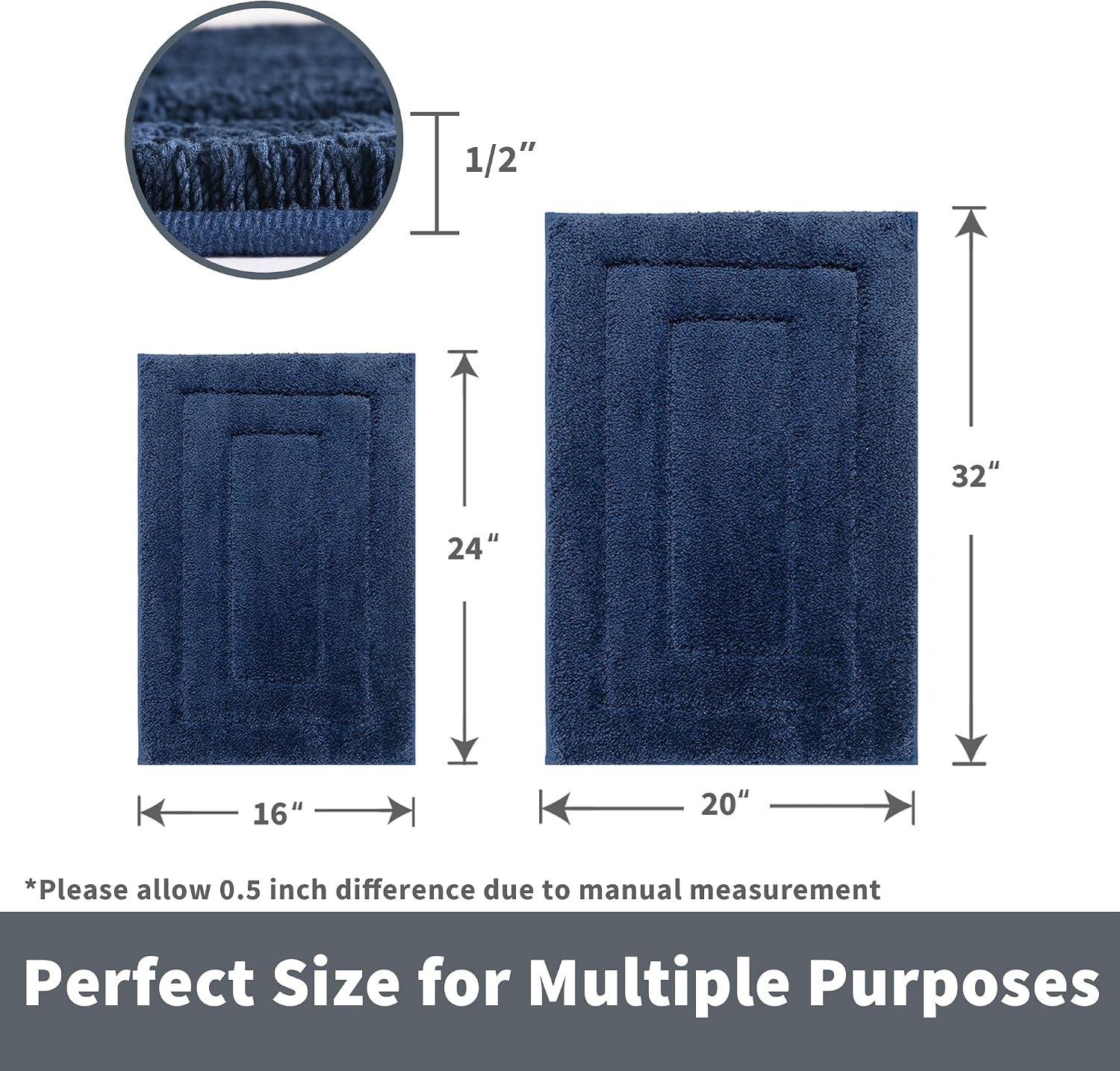 image:imageGRANNY SAYS Gray Bathroom Rugs Bath Mats for Bathroom NonSlip Super Soft and Water Absorbent Microfiber Bath Rugs Machine Wash Dry Bath Rugs for Floor Tub and Shower 16 x 24Deep Blue