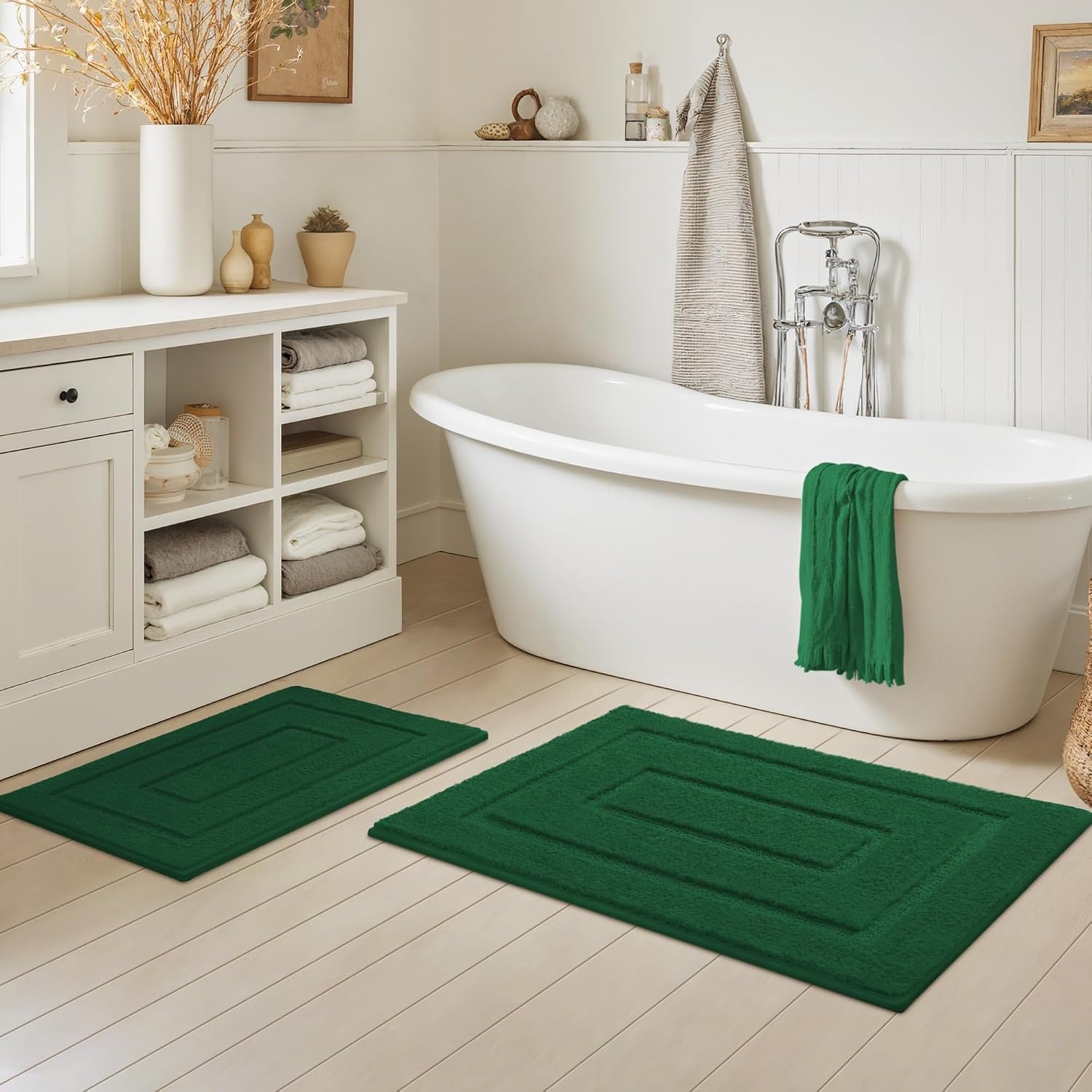 image:imageGRANNY SAYS Gray Bathroom Rugs Bath Mats for Bathroom NonSlip Super Soft and Water Absorbent Microfiber Bath Rugs Machine Wash Dry Bath Rugs for Floor Tub and Shower 16 x 24Dark Green