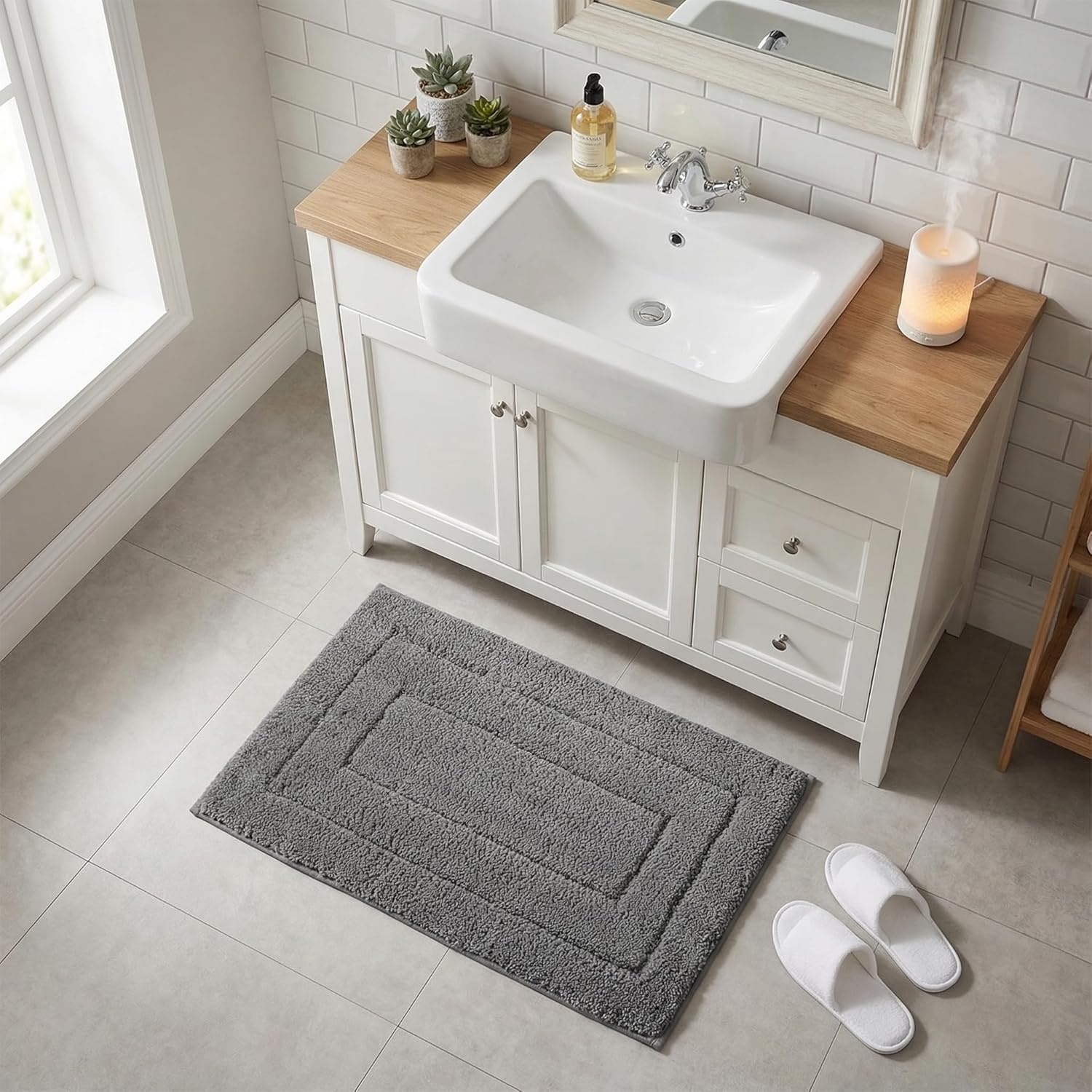 image:imageGRANNY SAYS Gray Bathroom Rugs Bath Mats for Bathroom NonSlip Super Soft and Water Absorbent Microfiber Bath Rugs Machine Wash Dry Bath Rugs for Floor Tub and Shower 16 x 24Deep Gray