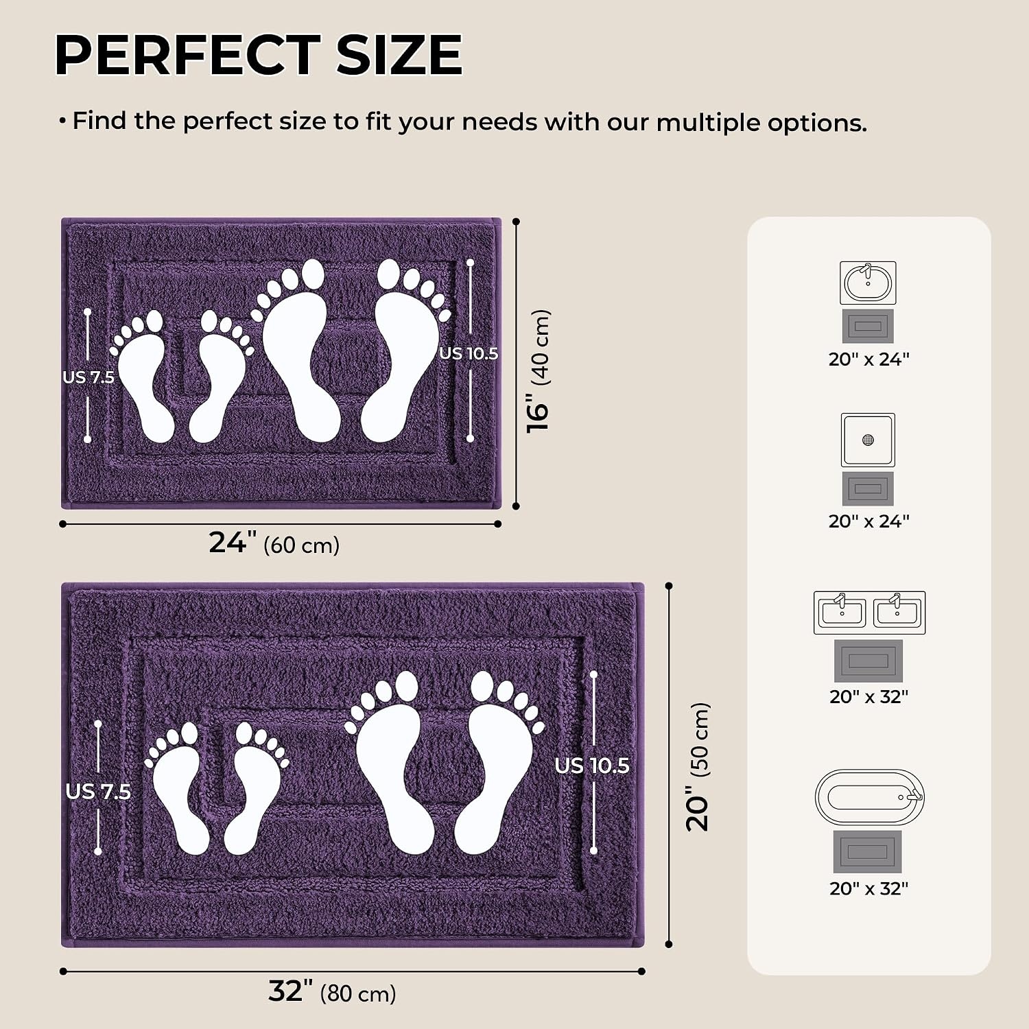 image:imageGRANNY SAYS Gray Bathroom Rugs Bath Mats for Bathroom NonSlip Super Soft and Water Absorbent Microfiber Bath Rugs Machine Wash Dry Bath Rugs for Floor Tub and Shower 16 x 24Purple