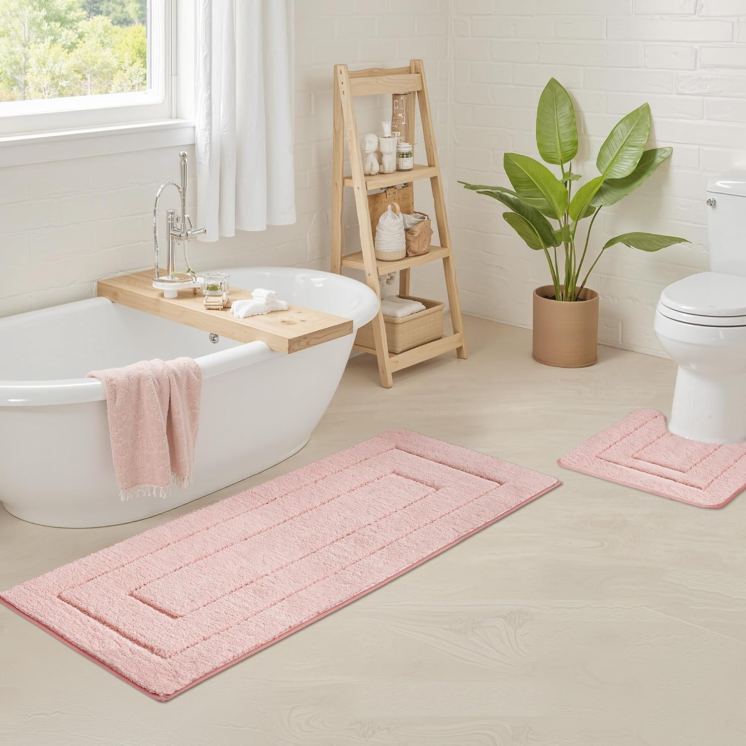 image:imageGRANNY SAYS Gray Bathroom Rugs Bath Mats for Bathroom NonSlip Super Soft and Water Absorbent Microfiber Bath Rugs Machine Wash Dry Bath Rugs for Floor Tub and Shower 16 x 24Pink