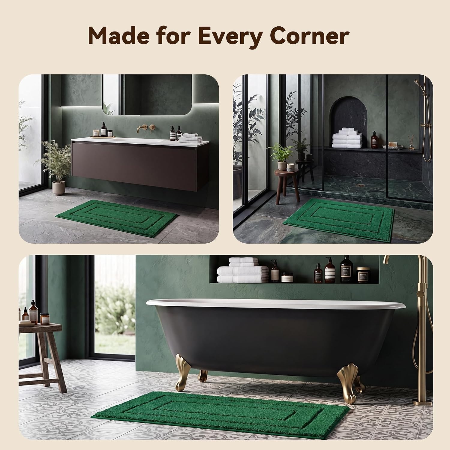 image:imageGRANNY SAYS Gray Bathroom Rugs Bath Mats for Bathroom NonSlip Super Soft and Water Absorbent Microfiber Bath Rugs Machine Wash Dry Bath Rugs for Floor Tub and Shower 16 x 24Christmas Green