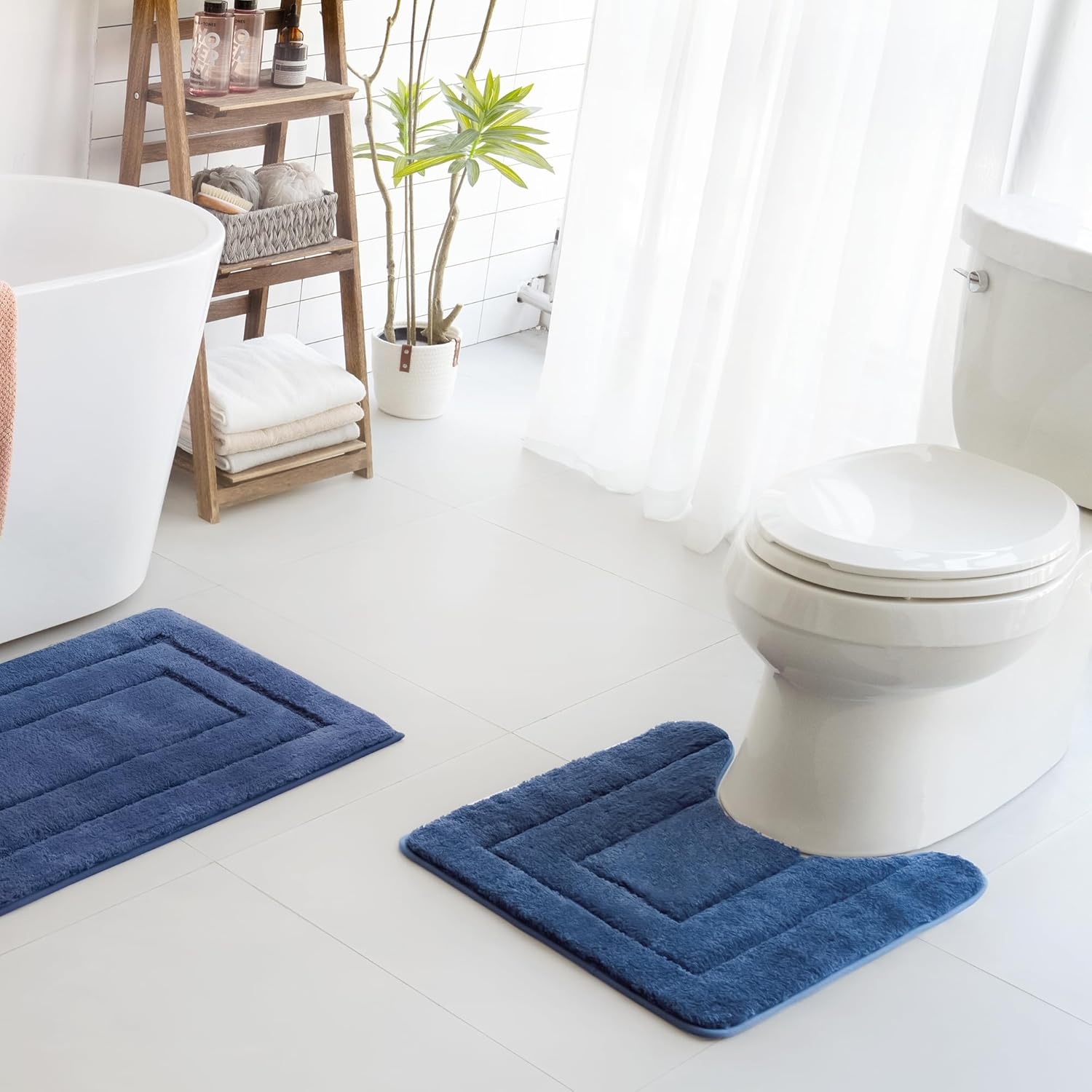 image:imageGRANNY SAYS Gray Bathroom Rugs Bath Mats for Bathroom NonSlip Super Soft and Water Absorbent Microfiber Bath Rugs Machine Wash Dry Bath Rugs for Floor Tub and Shower 16 x 24Deep Blue
