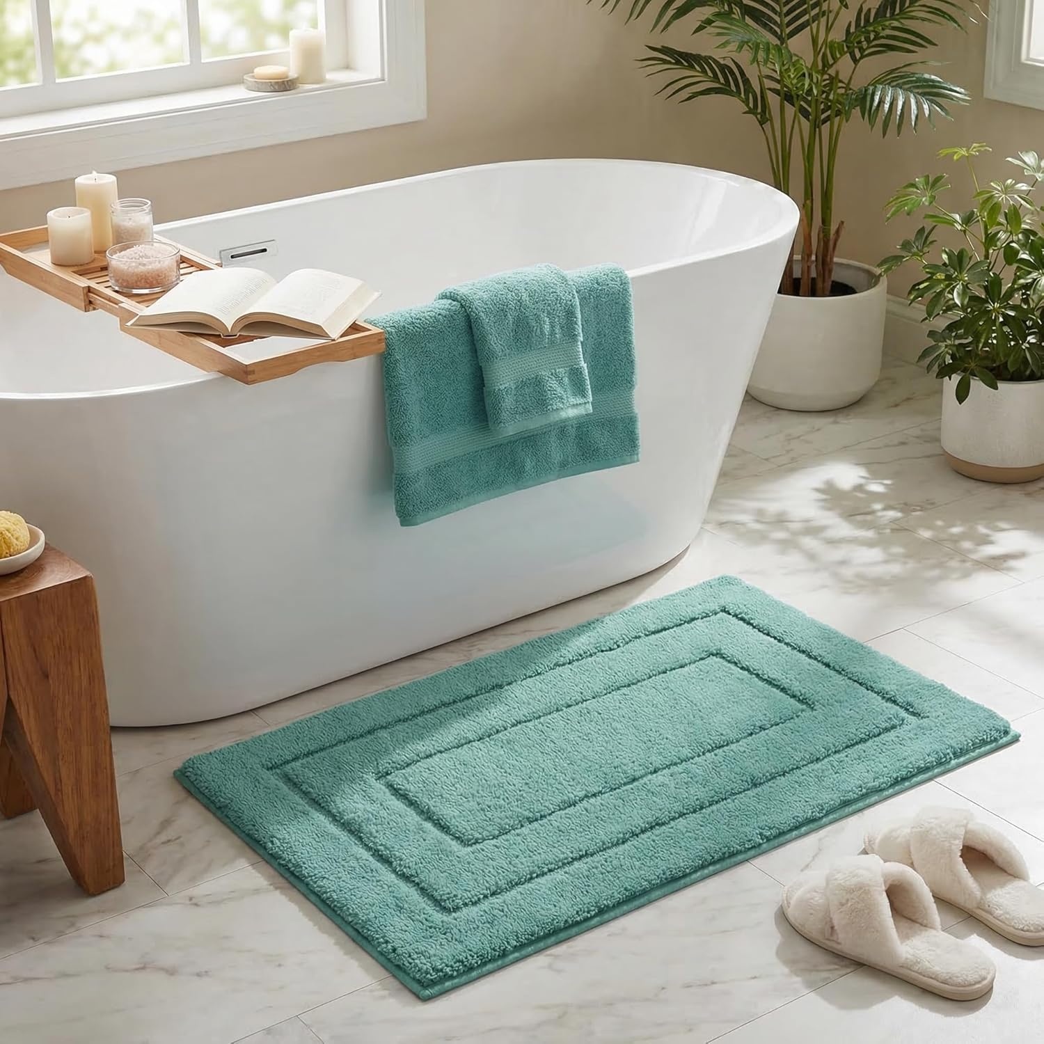 image:imageGRANNY SAYS Gray Bathroom Rugs Bath Mats for Bathroom NonSlip Super Soft and Water Absorbent Microfiber Bath Rugs Machine Wash Dry Bath Rugs for Floor Tub and Shower 16 x 24Sage Green