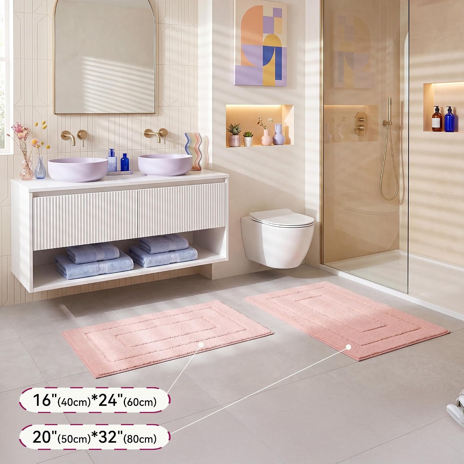 image:imageGRANNY SAYS Gray Bathroom Rugs Bath Mats for Bathroom NonSlip Super Soft and Water Absorbent Microfiber Bath Rugs Machine Wash Dry Bath Rugs for Floor Tub and Shower 16 x 24Pink