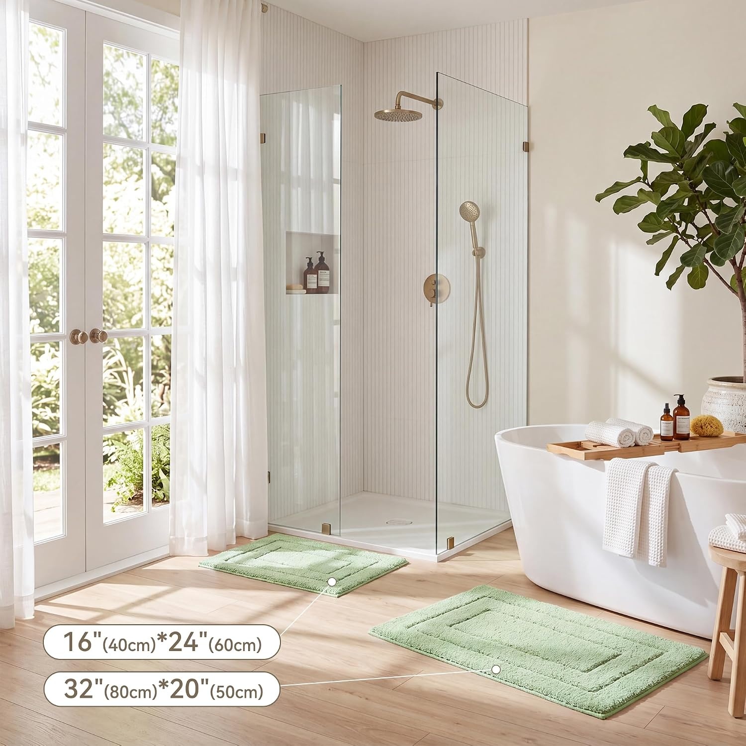 image:imageGRANNY SAYS Gray Bathroom Rugs Bath Mats for Bathroom NonSlip Super Soft and Water Absorbent Microfiber Bath Rugs Machine Wash Dry Bath Rugs for Floor Tub and Shower 16 x 24Green