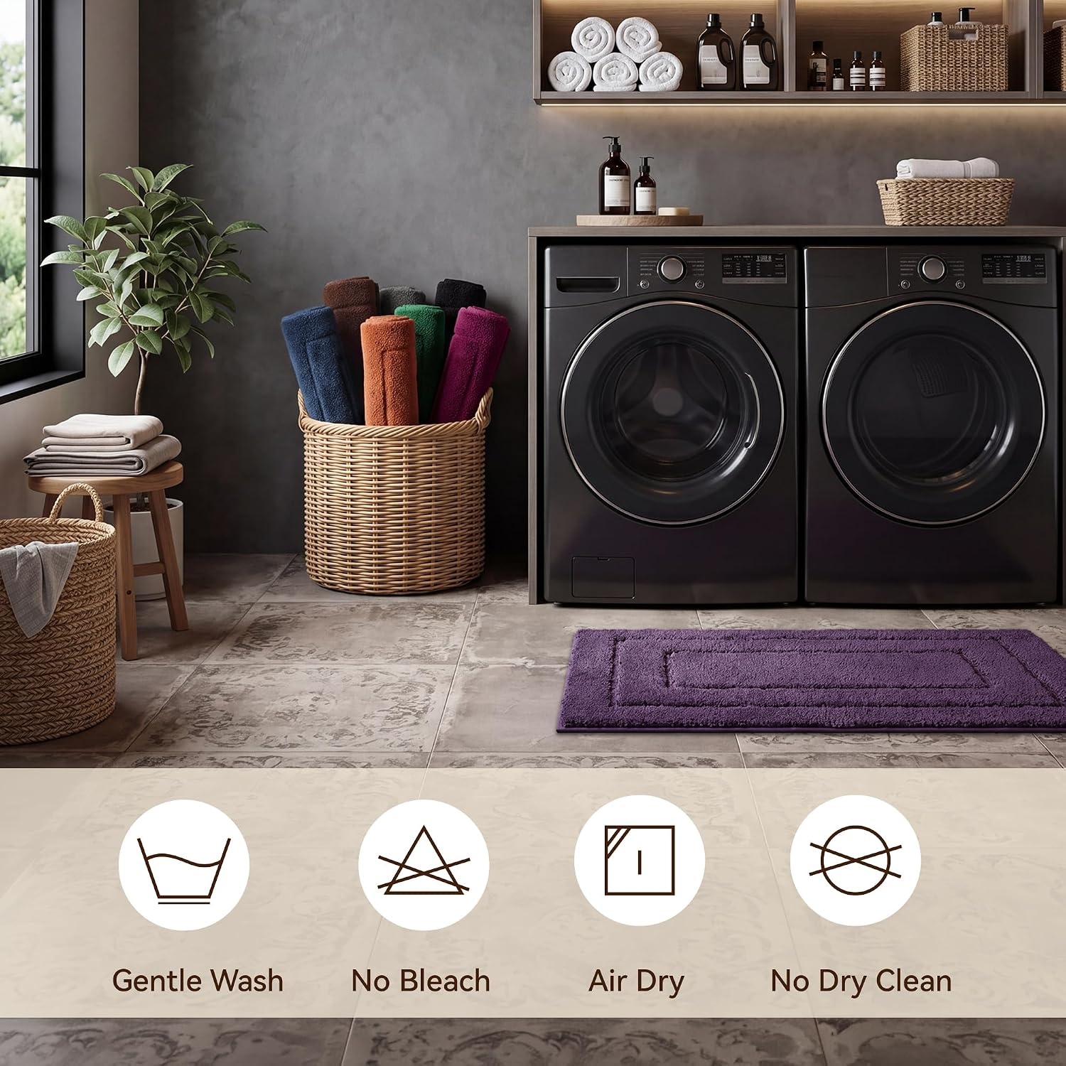 image:imageGRANNY SAYS Gray Bathroom Rugs Bath Mats for Bathroom NonSlip Super Soft and Water Absorbent Microfiber Bath Rugs Machine Wash Dry Bath Rugs for Floor Tub and Shower 16 x 24Purple