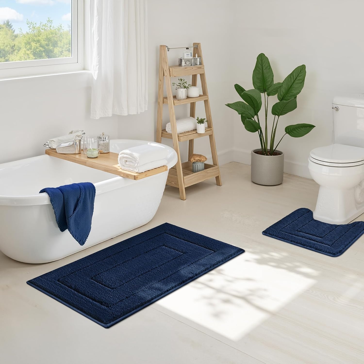 image:imageGRANNY SAYS Gray Bathroom Rugs Bath Mats for Bathroom NonSlip Super Soft and Water Absorbent Microfiber Bath Rugs Machine Wash Dry Bath Rugs for Floor Tub and Shower 16 x 24Deep Blue