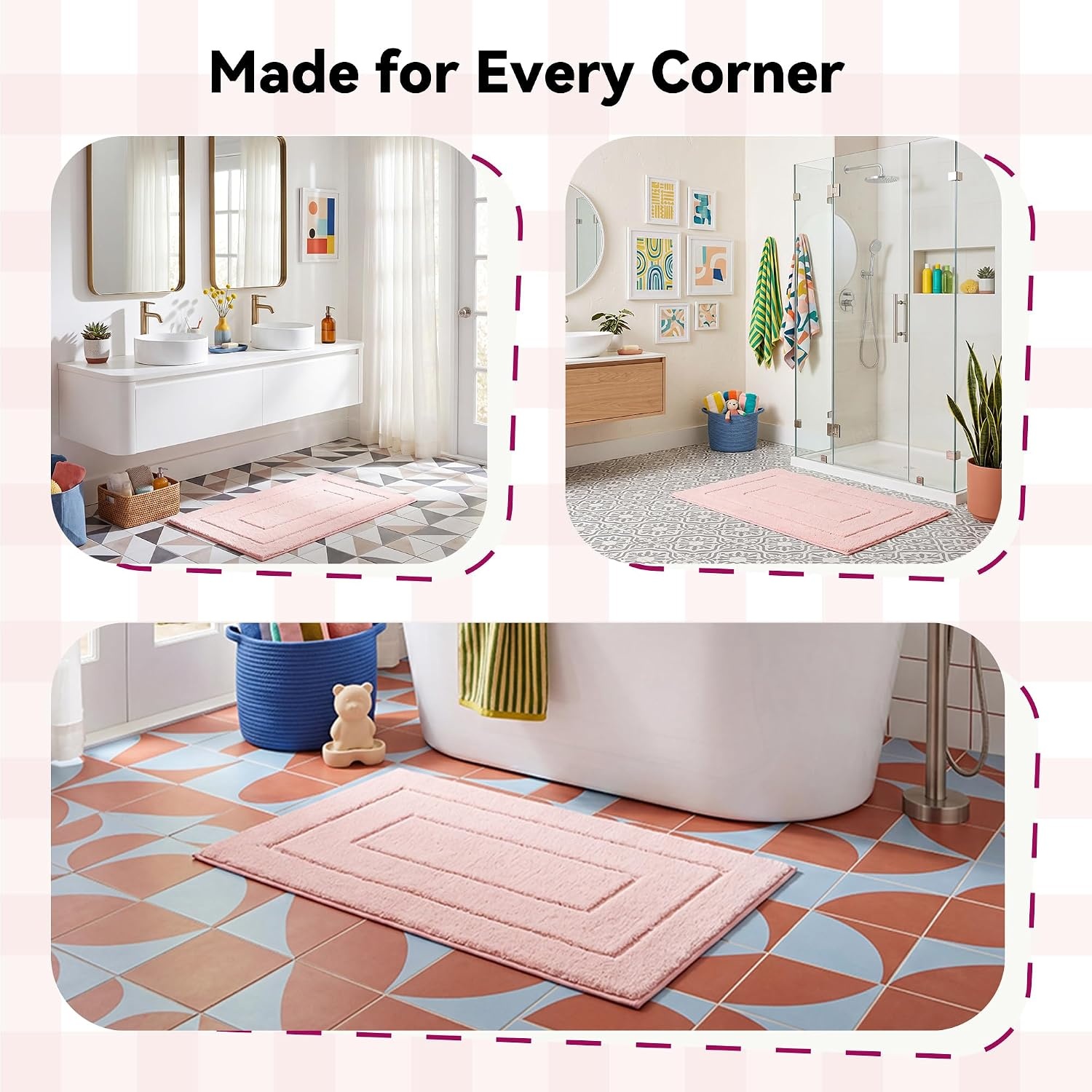 image:imageGRANNY SAYS Gray Bathroom Rugs Bath Mats for Bathroom NonSlip Super Soft and Water Absorbent Microfiber Bath Rugs Machine Wash Dry Bath Rugs for Floor Tub and Shower 16 x 24Pink