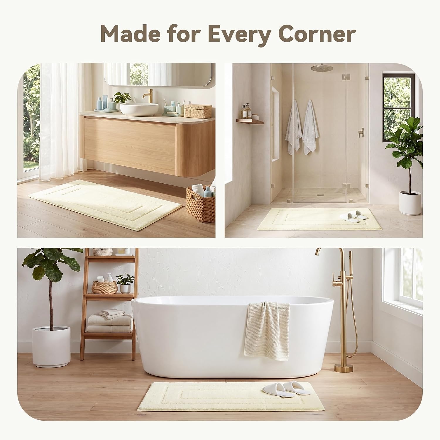 image:imageGRANNY SAYS Gray Bathroom Rugs Bath Mats for Bathroom NonSlip Super Soft and Water Absorbent Microfiber Bath Rugs Machine Wash Dry Bath Rugs for Floor Tub and Shower 16 x 24Cream White