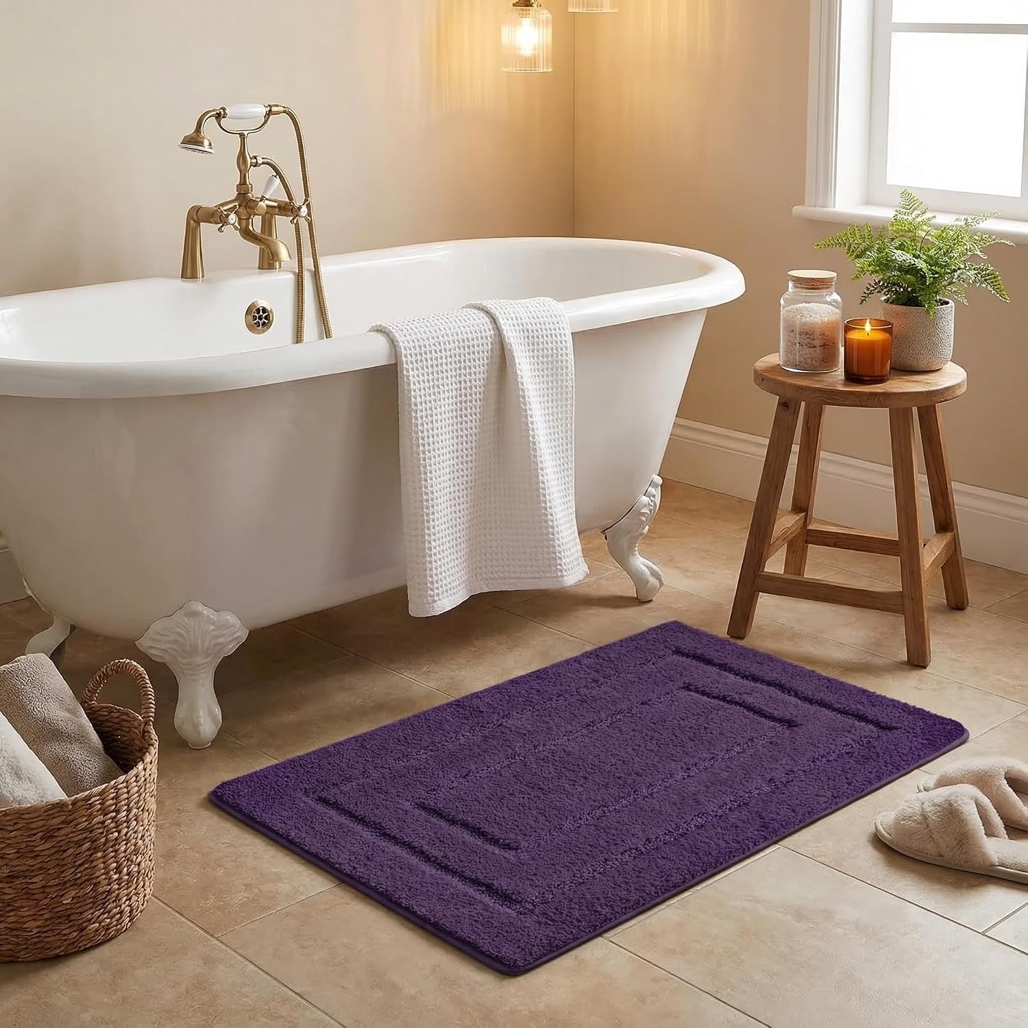 image:imageGRANNY SAYS Gray Bathroom Rugs Bath Mats for Bathroom NonSlip Super Soft and Water Absorbent Microfiber Bath Rugs Machine Wash Dry Bath Rugs for Floor Tub and Shower 16 x 24Purple