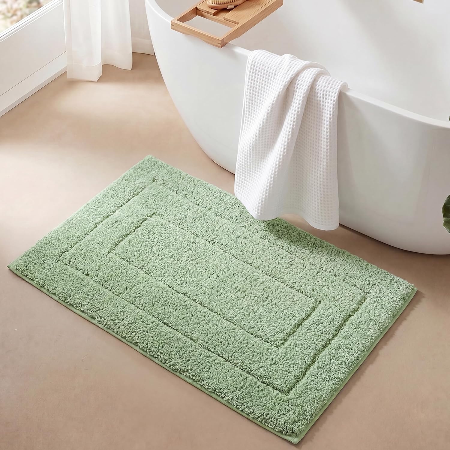 image:imageGRANNY SAYS Gray Bathroom Rugs Bath Mats for Bathroom NonSlip Super Soft and Water Absorbent Microfiber Bath Rugs Machine Wash Dry Bath Rugs for Floor Tub and Shower 16 x 24Green