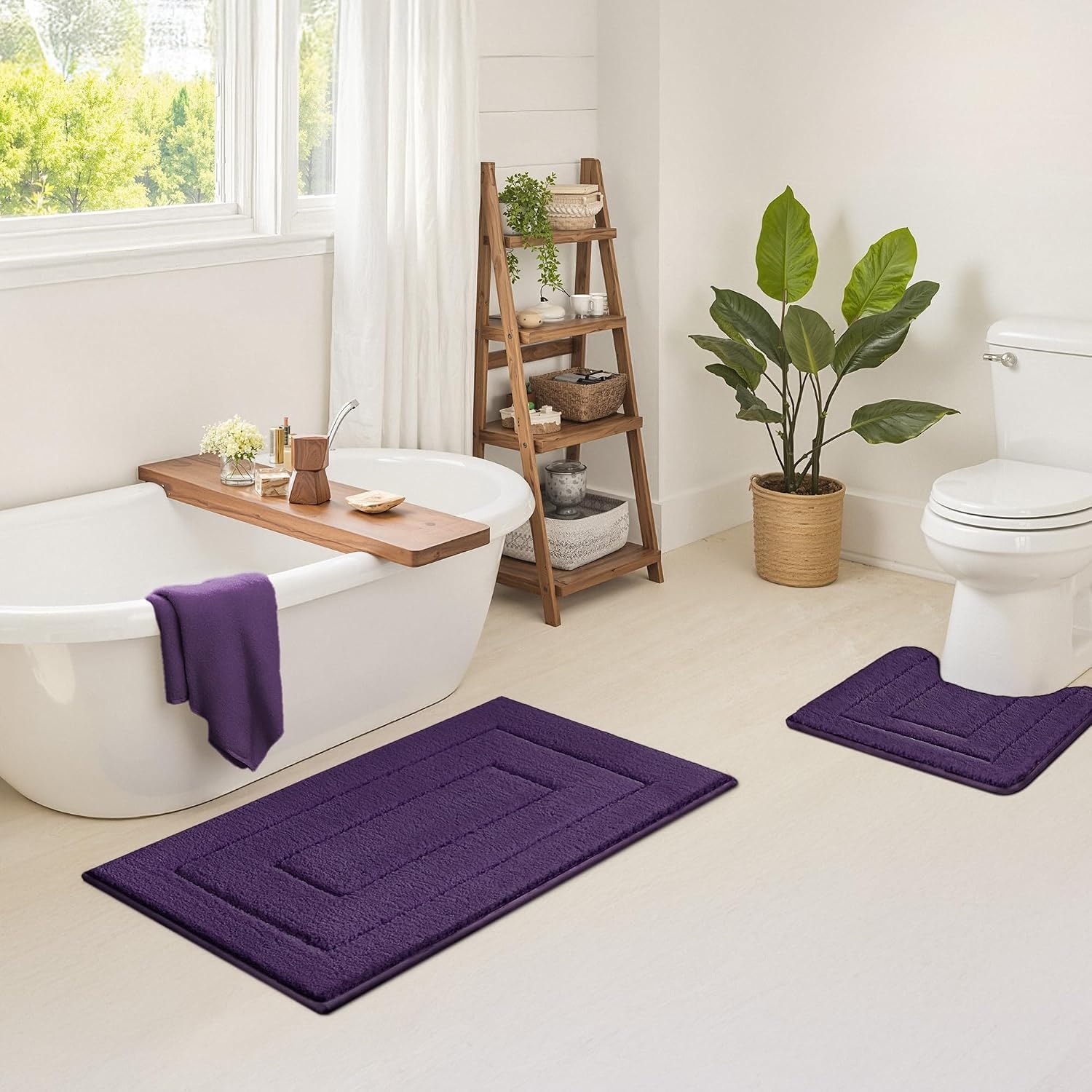 image:imageGRANNY SAYS Gray Bathroom Rugs Bath Mats for Bathroom NonSlip Super Soft and Water Absorbent Microfiber Bath Rugs Machine Wash Dry Bath Rugs for Floor Tub and Shower 16 x 24Purple