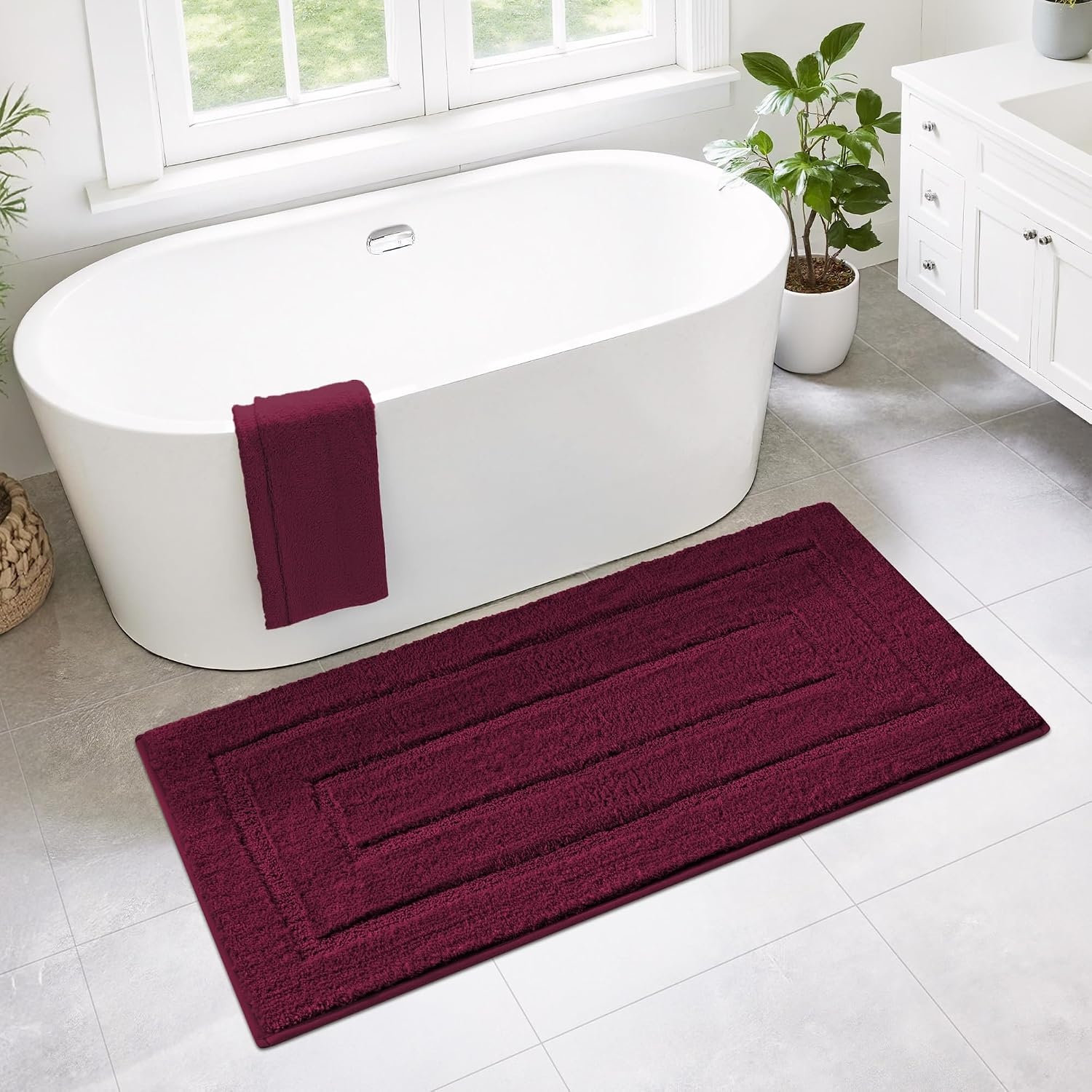 image:imageGRANNY SAYS Gray Bathroom Rugs Bath Mats for Bathroom NonSlip Super Soft and Water Absorbent Microfiber Bath Rugs Machine Wash Dry Bath Rugs for Floor Tub and Shower 16 x 24Strawberry Red