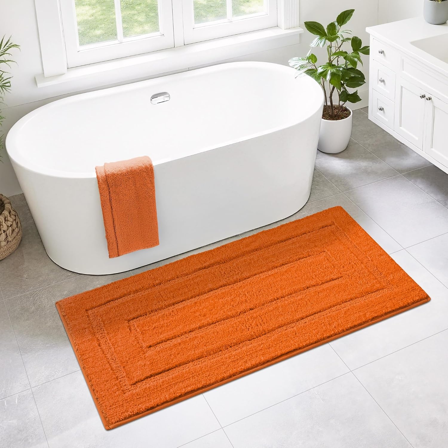 image:imageGRANNY SAYS Gray Bathroom Rugs Bath Mats for Bathroom NonSlip Super Soft and Water Absorbent Microfiber Bath Rugs Machine Wash Dry Bath Rugs for Floor Tub and Shower 16 x 24Orange