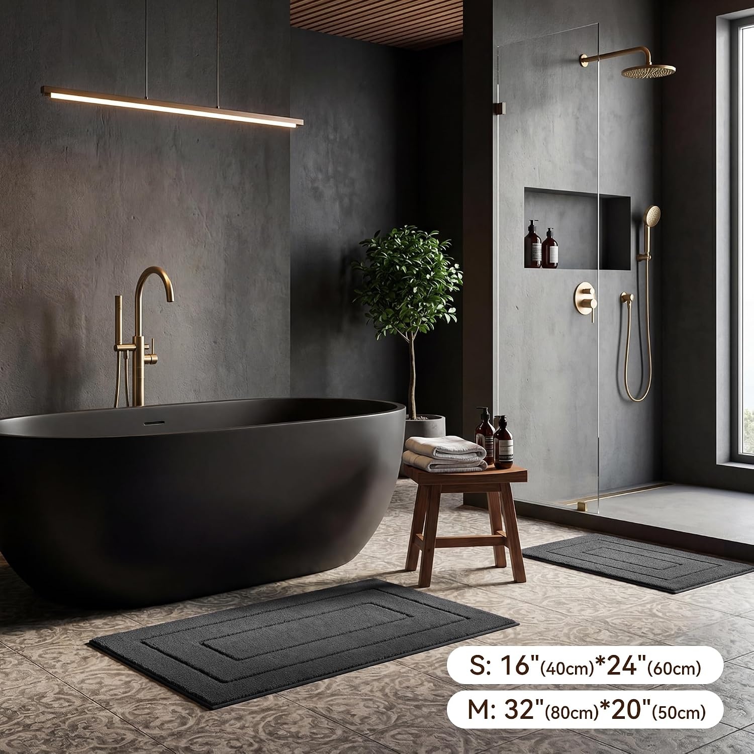 image:imageGRANNY SAYS Gray Bathroom Rugs Bath Mats for Bathroom NonSlip Super Soft and Water Absorbent Microfiber Bath Rugs Machine Wash Dry Bath Rugs for Floor Tub and Shower 16 x 24Charcoal Gray