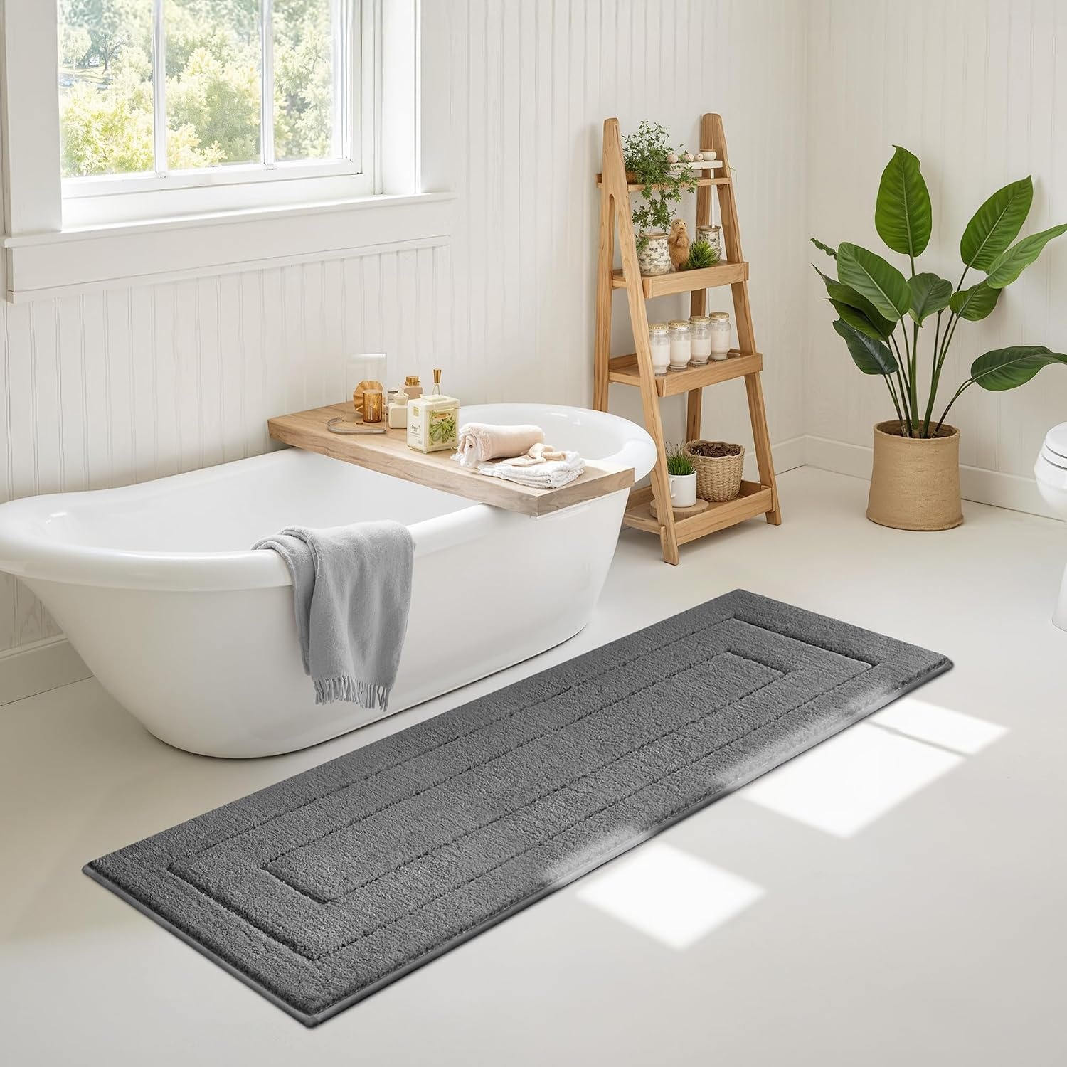 image:imageGRANNY SAYS Gray Bathroom Rugs Bath Mats for Bathroom NonSlip Super Soft and Water Absorbent Microfiber Bath Rugs Machine Wash Dry Bath Rugs for Floor Tub and Shower 16 x 24Deep Grey