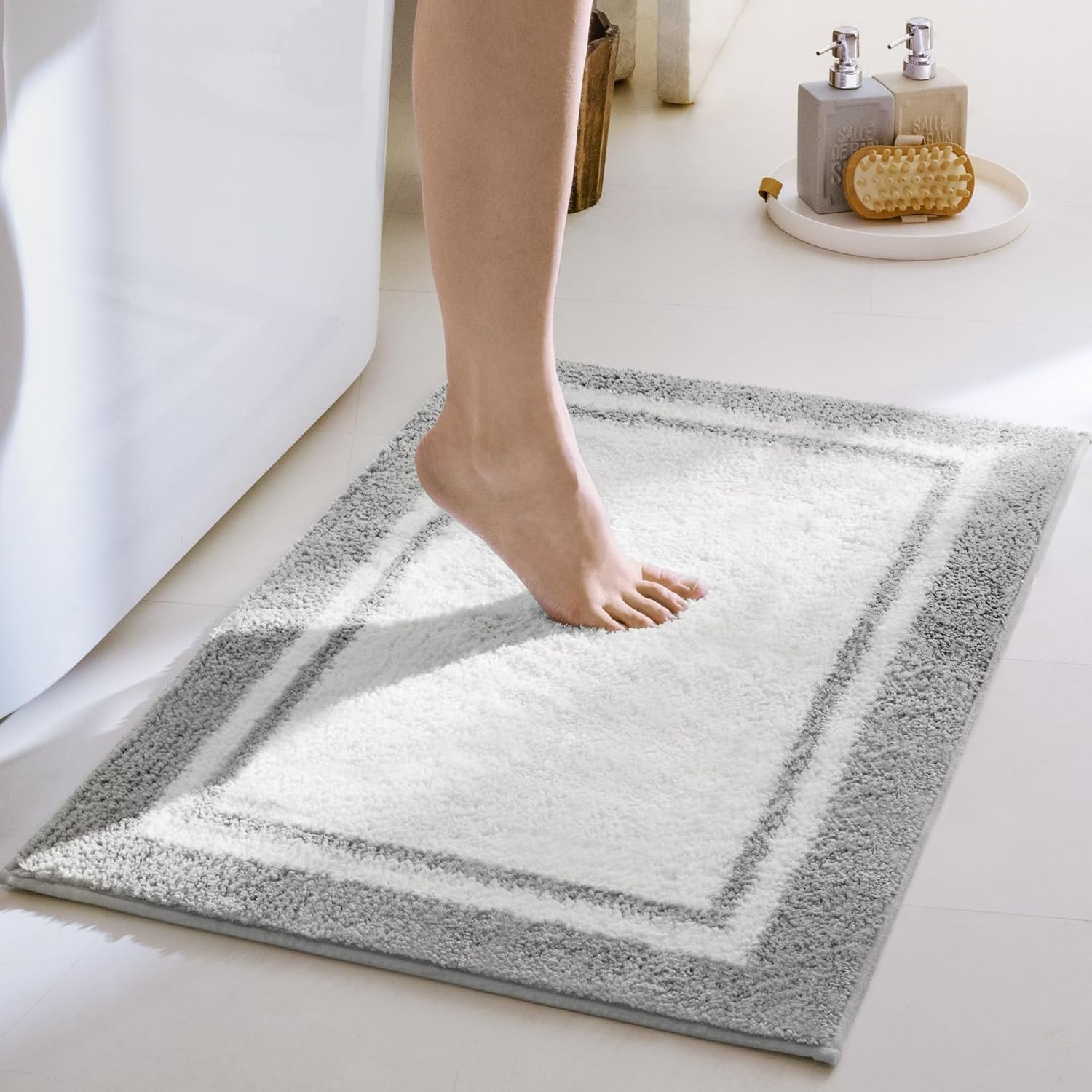 image:imageGRANNY SAYS Gray Bathroom Rugs Bath Mats for Bathroom NonSlip Super Soft and Water Absorbent Microfiber Bath Rugs Machine Wash Dry Bath Rugs for Floor Tub and Shower 16 x 24Dgrey