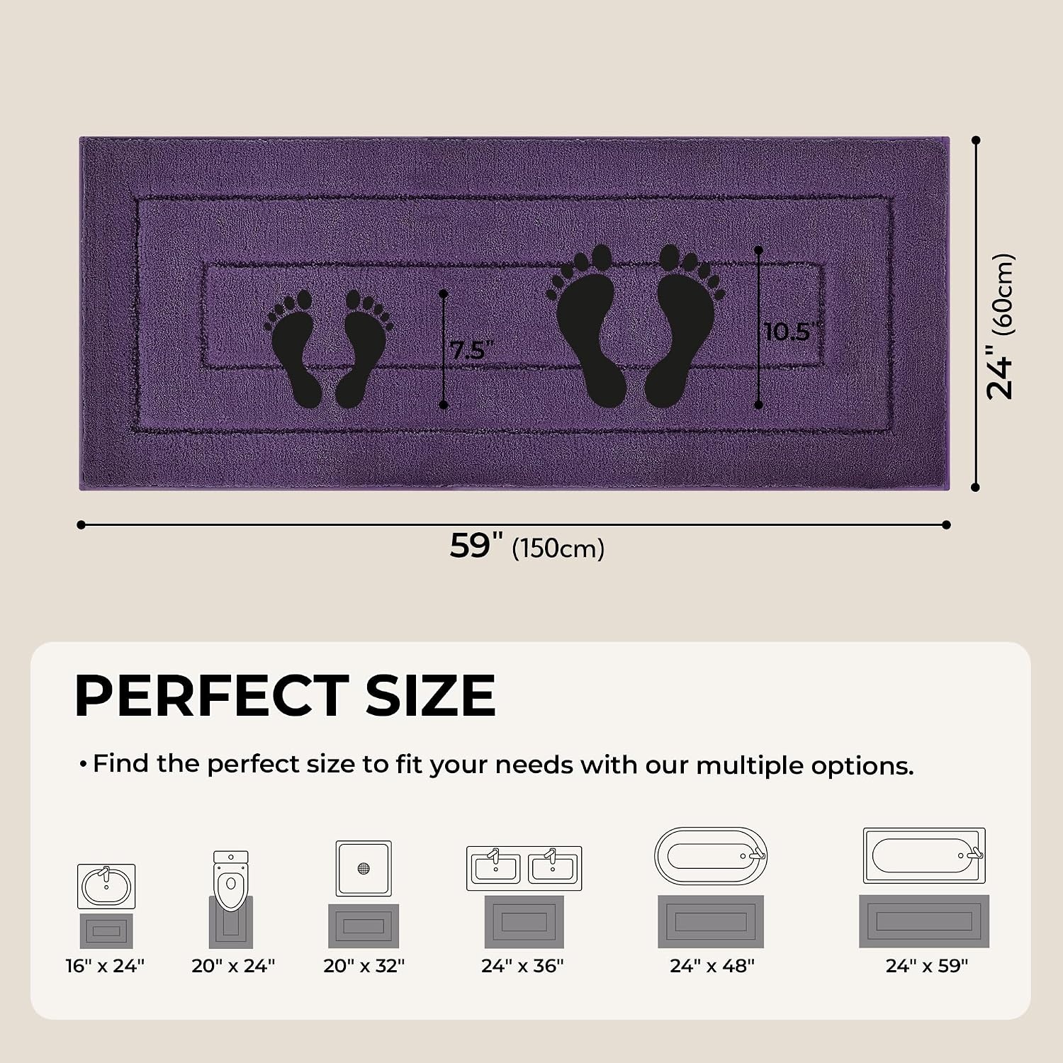 image:imageGRANNY SAYS Gray Bathroom Rugs Bath Mats for Bathroom NonSlip Super Soft and Water Absorbent Microfiber Bath Rugs Machine Wash Dry Bath Rugs for Floor Tub and Shower 16 x 24Purple