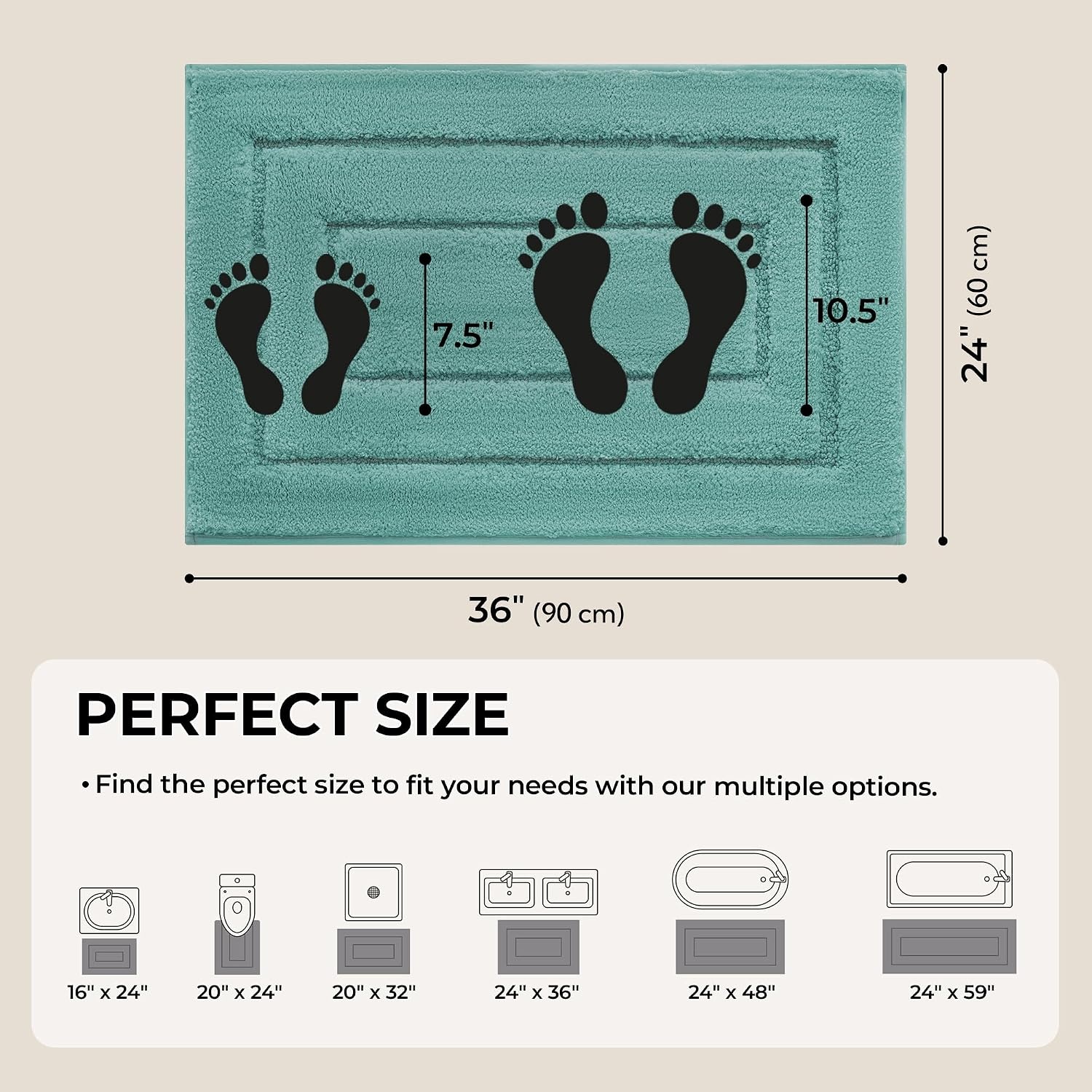 image:imageGRANNY SAYS Gray Bathroom Rugs Bath Mats for Bathroom NonSlip Super Soft and Water Absorbent Microfiber Bath Rugs Machine Wash Dry Bath Rugs for Floor Tub and Shower 16 x 24Sage Green