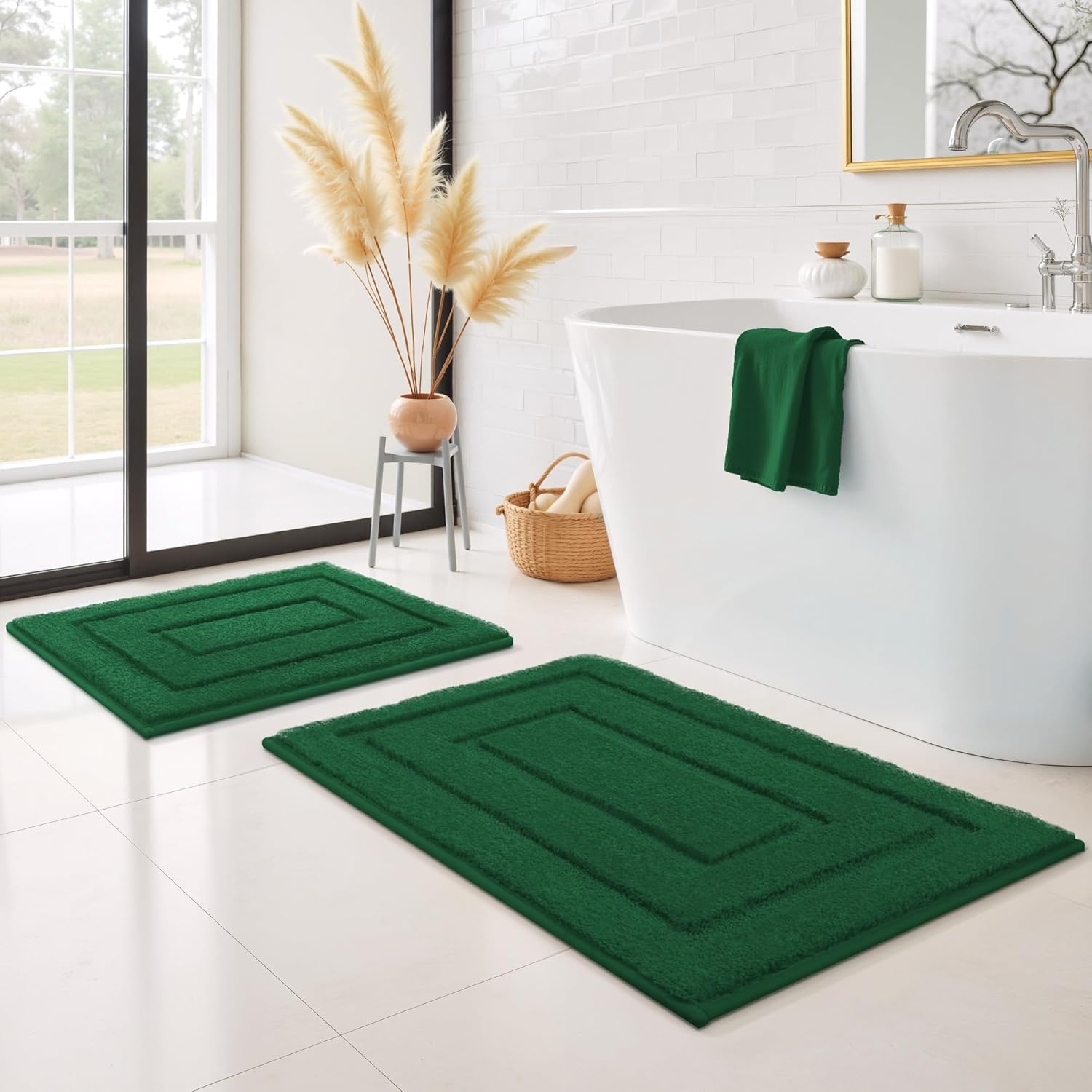image:imageGRANNY SAYS Gray Bathroom Rugs Bath Mats for Bathroom NonSlip Super Soft and Water Absorbent Microfiber Bath Rugs Machine Wash Dry Bath Rugs for Floor Tub and Shower 16 x 24Dark Green
