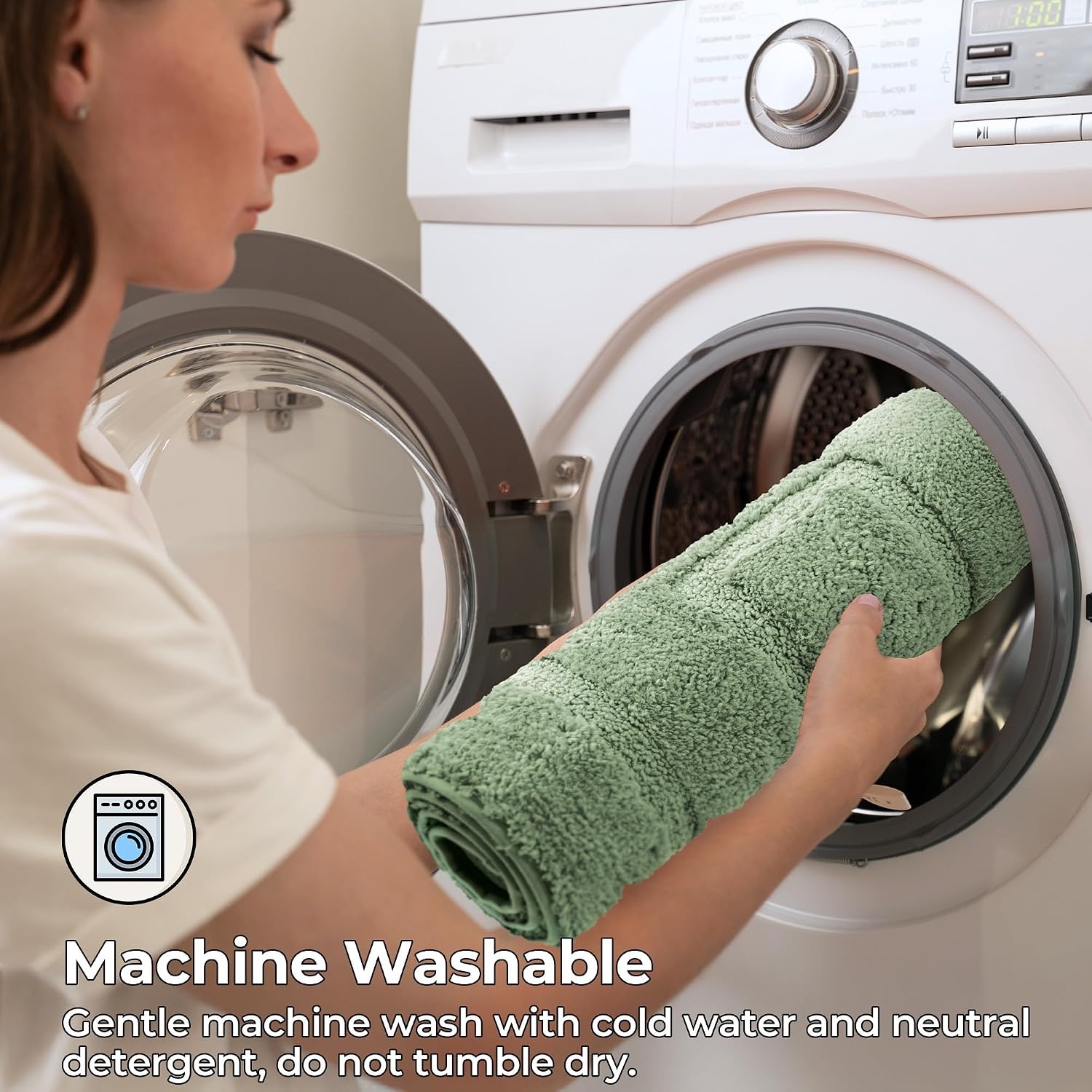 image:imageGRANNY SAYS Gray Bathroom Rugs Bath Mats for Bathroom NonSlip Super Soft and Water Absorbent Microfiber Bath Rugs Machine Wash Dry Bath Rugs for Floor Tub and Shower 16 x 24Green
