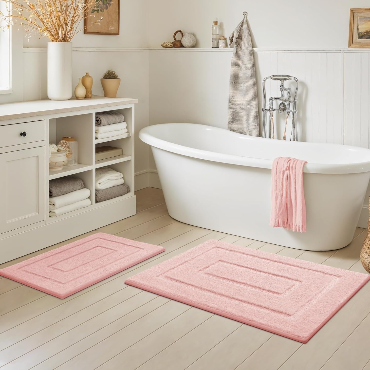 image:imageGRANNY SAYS Gray Bathroom Rugs Bath Mats for Bathroom NonSlip Super Soft and Water Absorbent Microfiber Bath Rugs Machine Wash Dry Bath Rugs for Floor Tub and Shower 16 x 24Pink