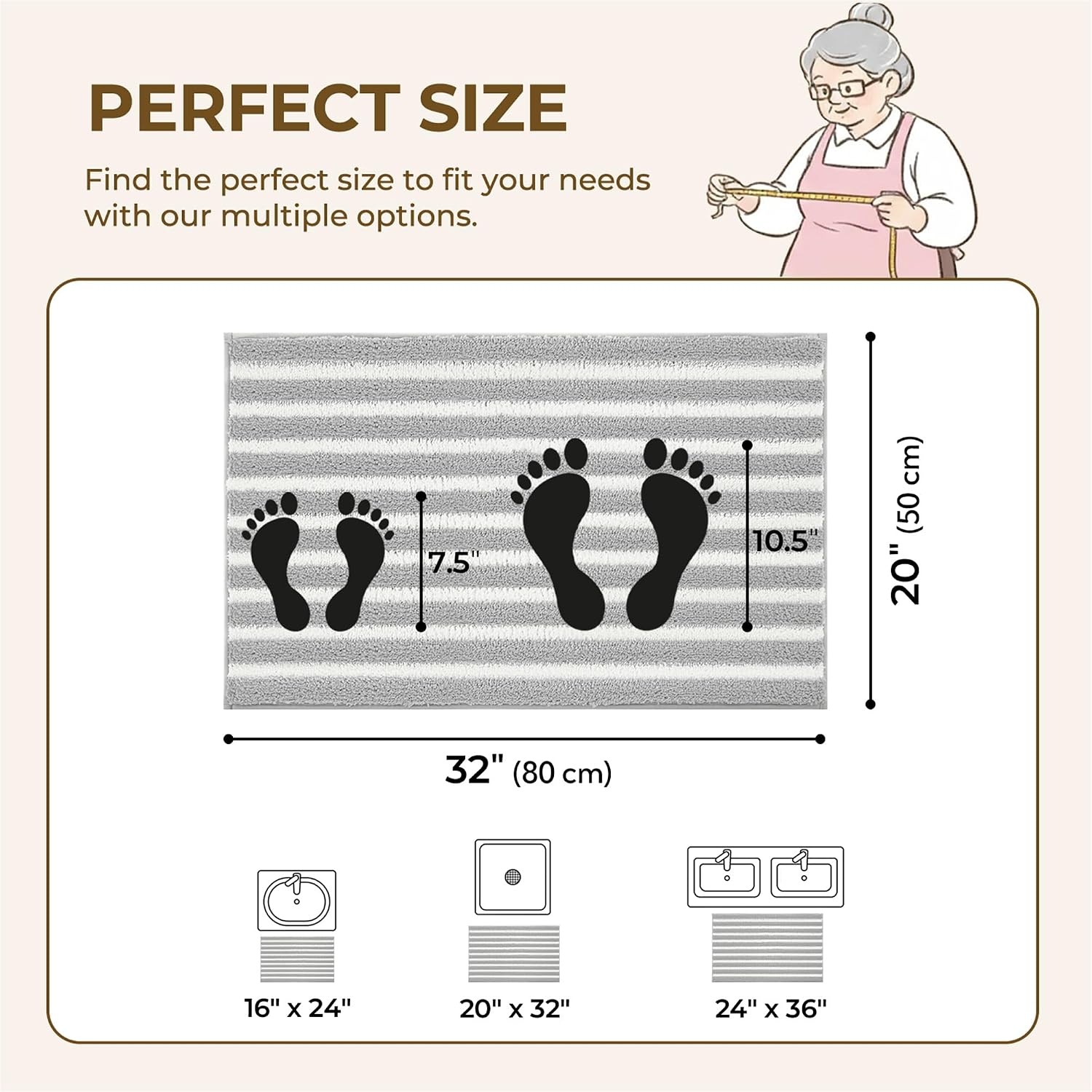image:imageGRANNY SAYS Gray Bathroom Rugs Bath Mats for Bathroom NonSlip Super Soft and Water Absorbent Microfiber Bath Rugs Machine Wash Dry Bath Rugs for Floor Tub and Shower 16 x 24Bgrey