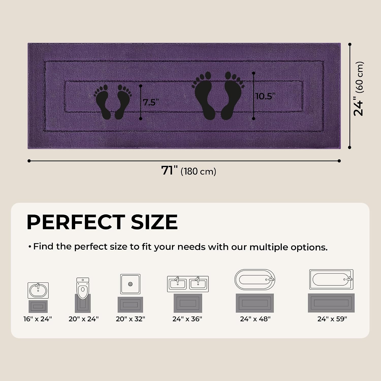 image:imageGRANNY SAYS Gray Bathroom Rugs Bath Mats for Bathroom NonSlip Super Soft and Water Absorbent Microfiber Bath Rugs Machine Wash Dry Bath Rugs for Floor Tub and Shower 16 x 24Purple