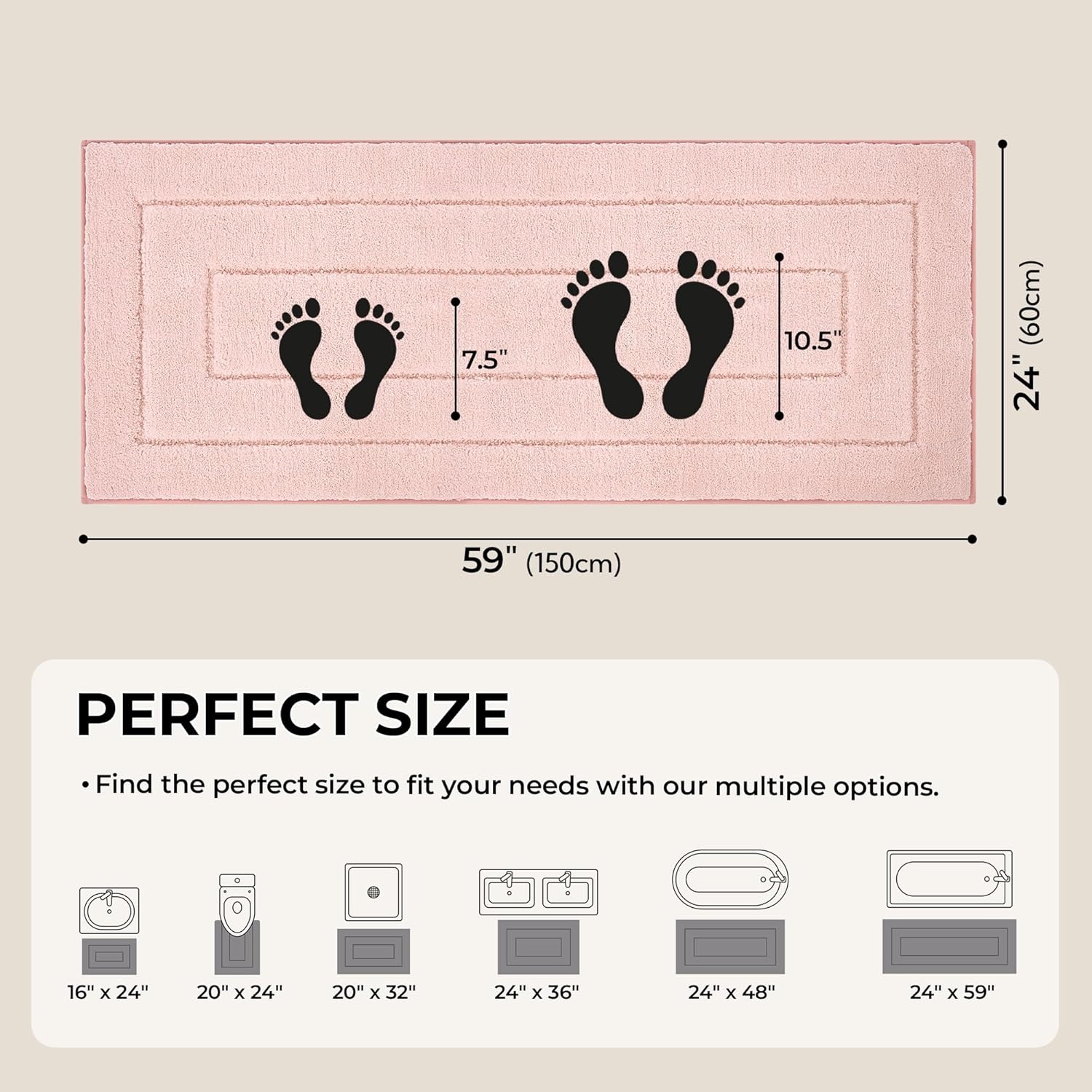image:imageGRANNY SAYS Gray Bathroom Rugs Bath Mats for Bathroom NonSlip Super Soft and Water Absorbent Microfiber Bath Rugs Machine Wash Dry Bath Rugs for Floor Tub and Shower 16 x 24Pink