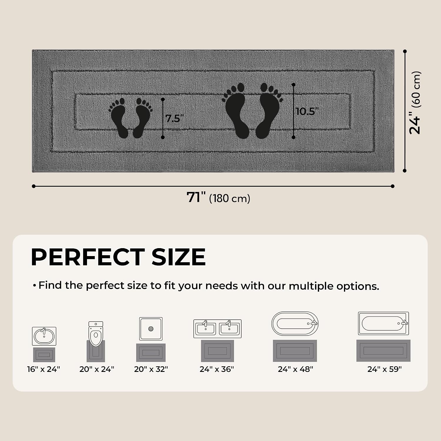 image:imageGRANNY SAYS Gray Bathroom Rugs Bath Mats for Bathroom NonSlip Super Soft and Water Absorbent Microfiber Bath Rugs Machine Wash Dry Bath Rugs for Floor Tub and Shower 16 x 24Deep Grey