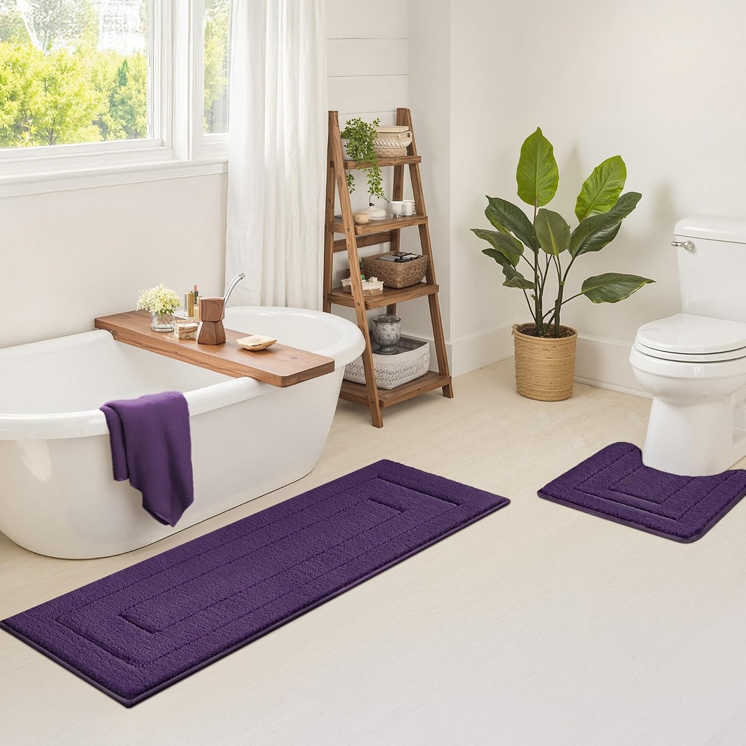 image:imageGRANNY SAYS Gray Bathroom Rugs Bath Mats for Bathroom NonSlip Super Soft and Water Absorbent Microfiber Bath Rugs Machine Wash Dry Bath Rugs for Floor Tub and Shower 16 x 24Purple