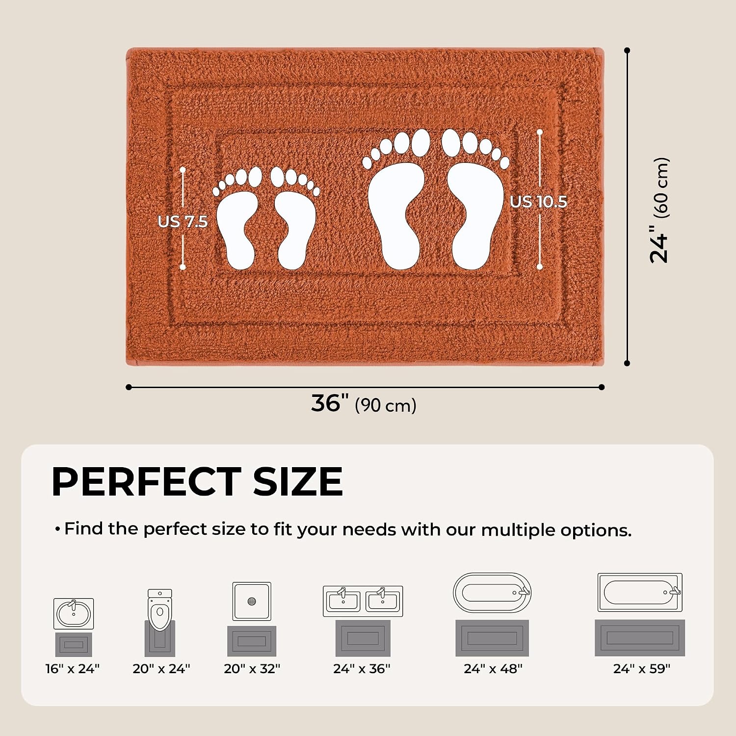 image:imageGRANNY SAYS Gray Bathroom Rugs Bath Mats for Bathroom NonSlip Super Soft and Water Absorbent Microfiber Bath Rugs Machine Wash Dry Bath Rugs for Floor Tub and Shower 16 x 24Terracotta