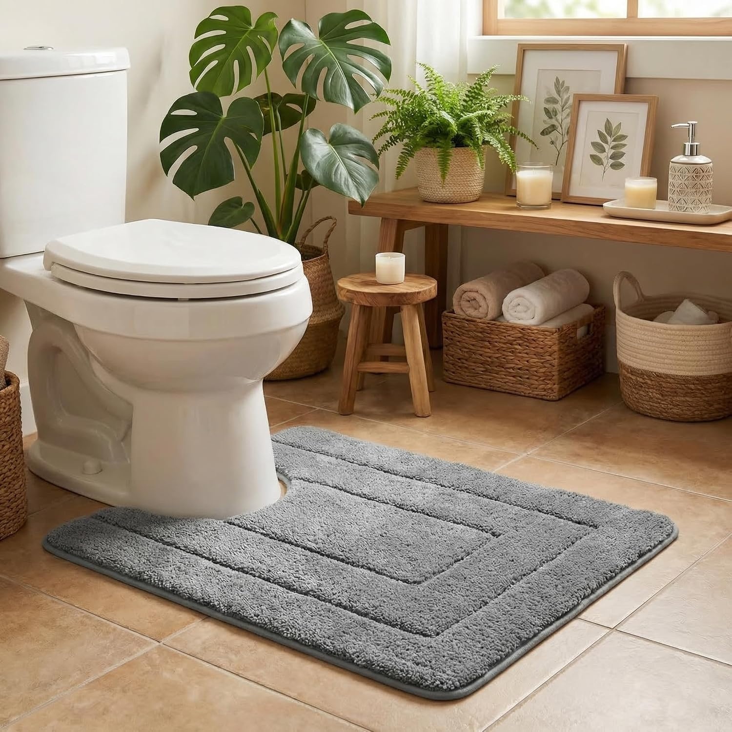 image:imageGRANNY SAYS Gray Bathroom Rugs Bath Mats for Bathroom NonSlip Super Soft and Water Absorbent Microfiber Bath Rugs Machine Wash Dry Bath Rugs for Floor Tub and Shower 16 x 24Deep Gray