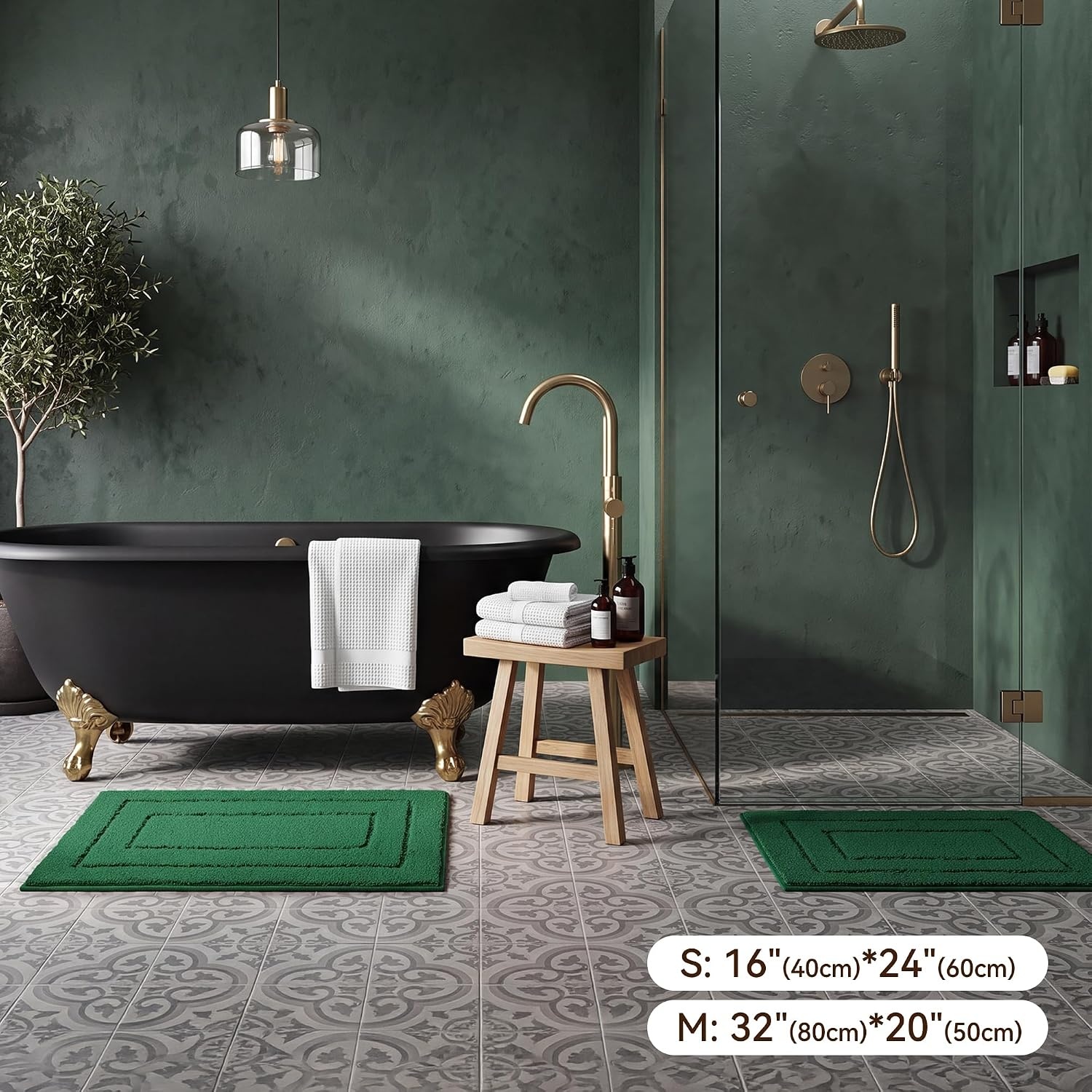 image:imageGRANNY SAYS Gray Bathroom Rugs Bath Mats for Bathroom NonSlip Super Soft and Water Absorbent Microfiber Bath Rugs Machine Wash Dry Bath Rugs for Floor Tub and Shower 16 x 24Dark Green