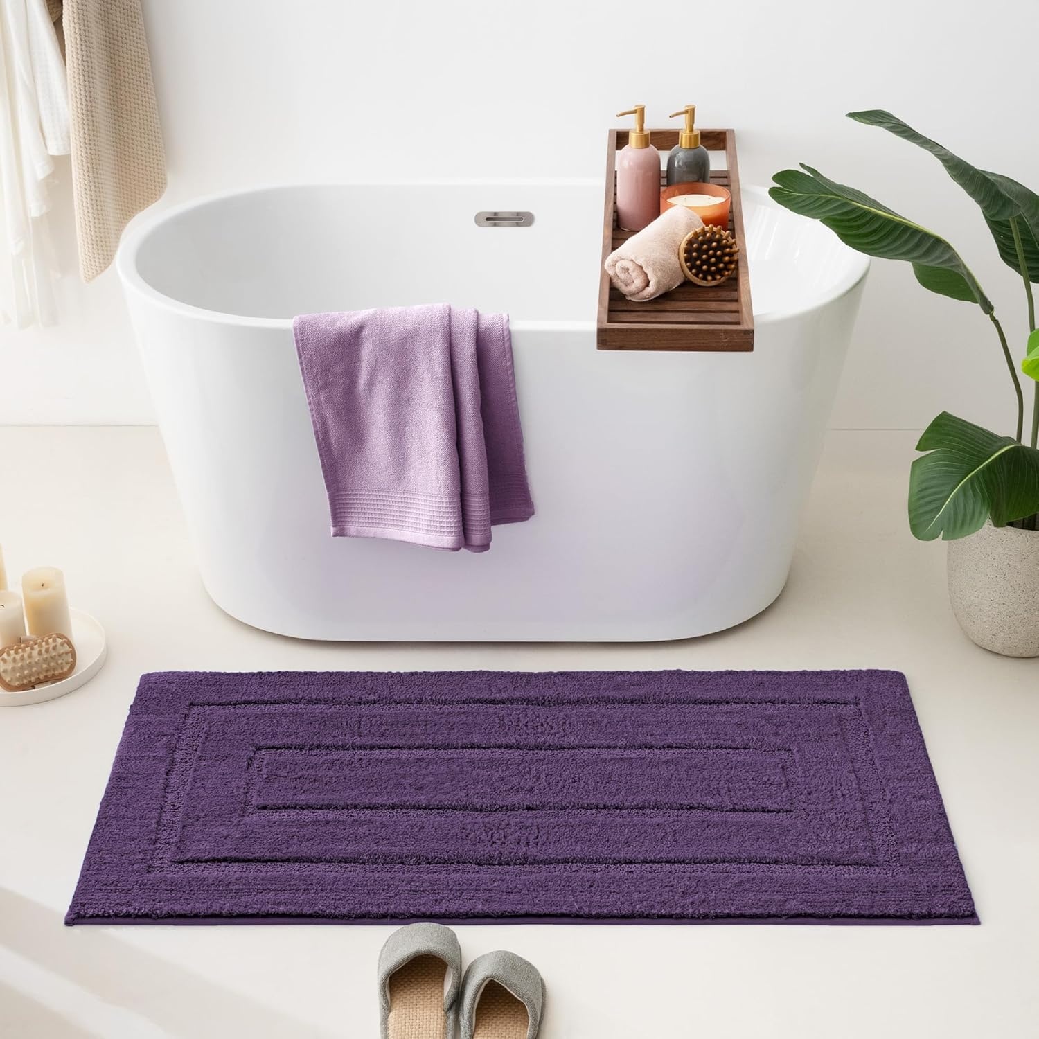 image:imageGRANNY SAYS Gray Bathroom Rugs Bath Mats for Bathroom NonSlip Super Soft and Water Absorbent Microfiber Bath Rugs Machine Wash Dry Bath Rugs for Floor Tub and Shower 16 x 24Purple