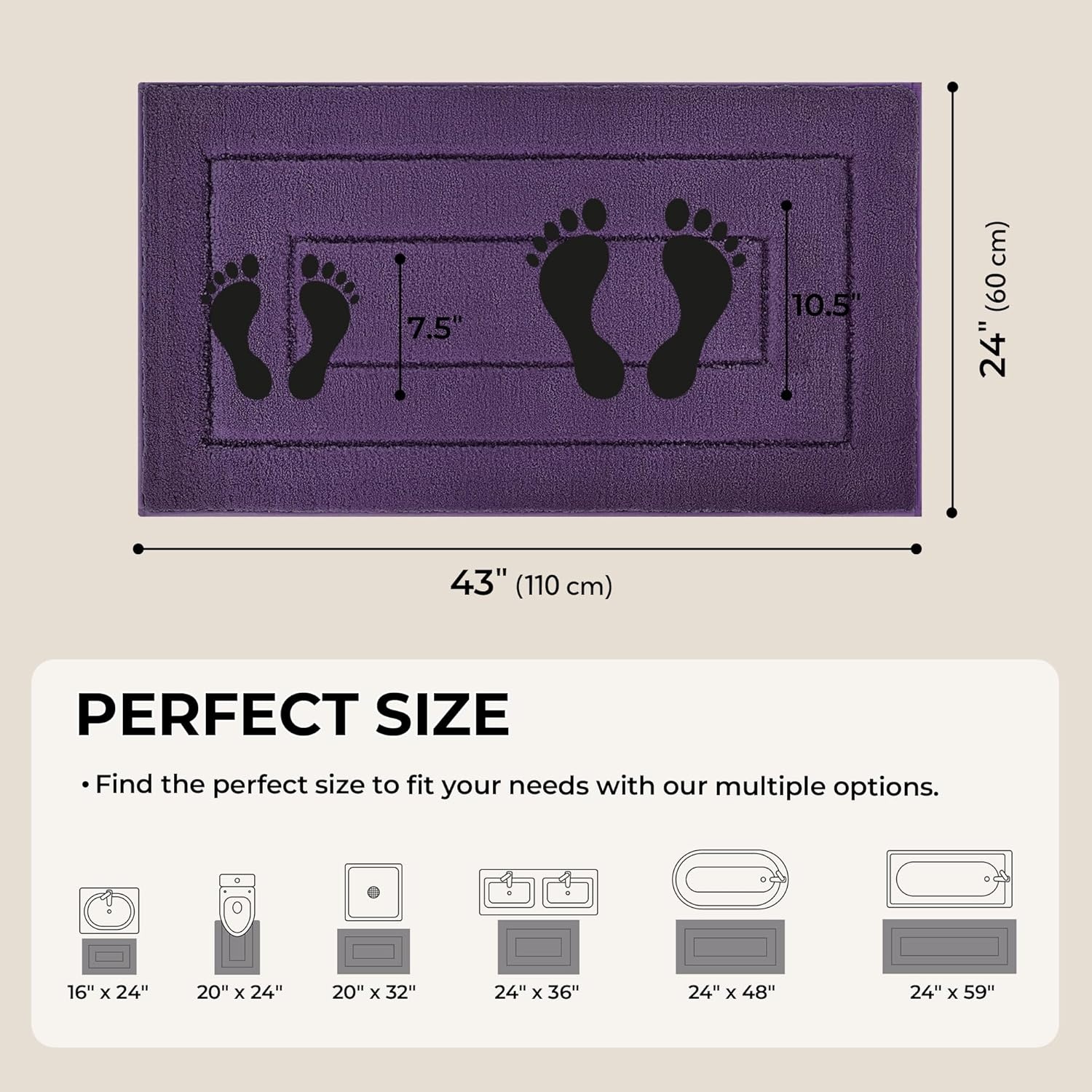 image:imageGRANNY SAYS Gray Bathroom Rugs Bath Mats for Bathroom NonSlip Super Soft and Water Absorbent Microfiber Bath Rugs Machine Wash Dry Bath Rugs for Floor Tub and Shower 16 x 24Purple