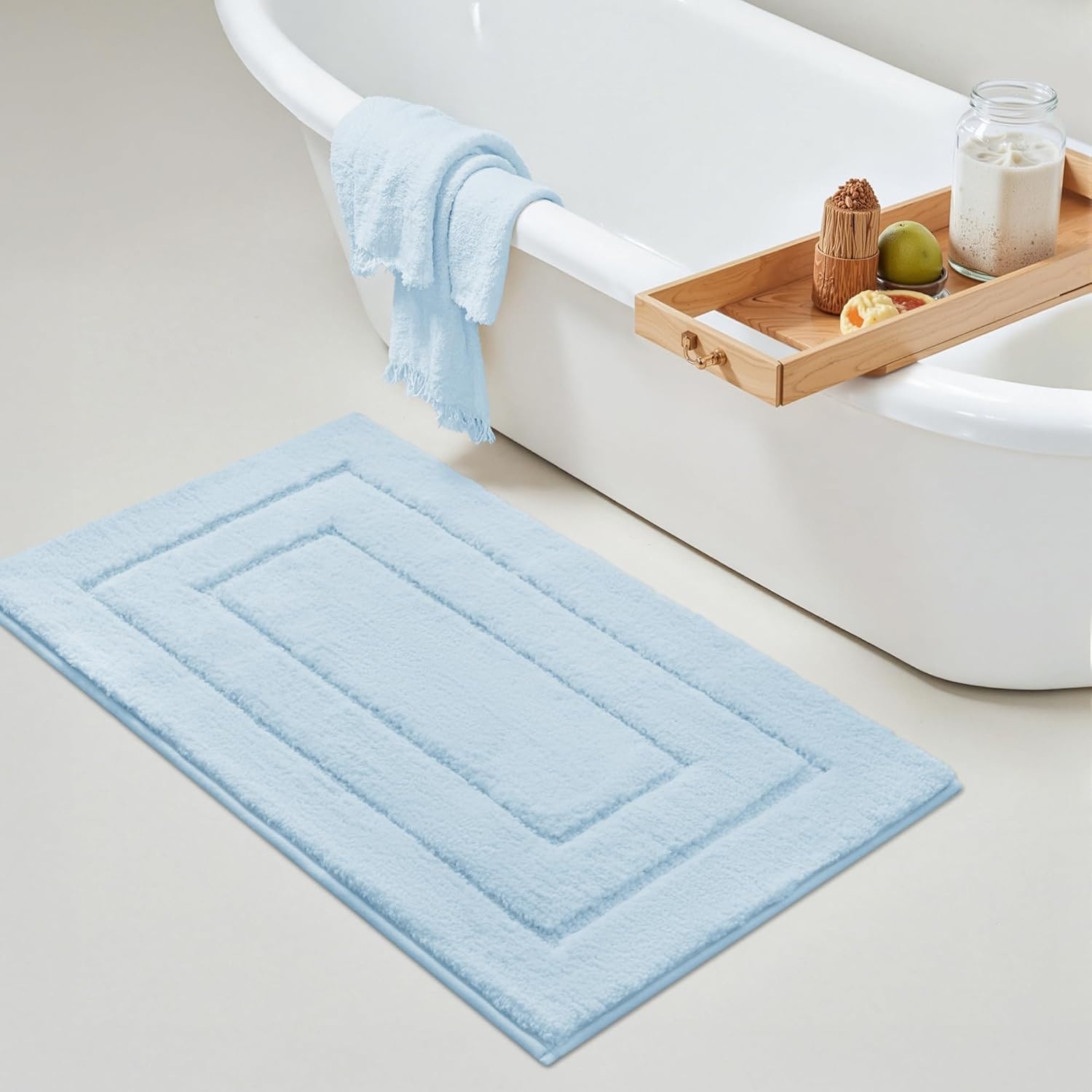 image:imageGRANNY SAYS Gray Bathroom Rugs Bath Mats for Bathroom NonSlip Super Soft and Water Absorbent Microfiber Bath Rugs Machine Wash Dry Bath Rugs for Floor Tub and Shower 16 x 24Baby Blue