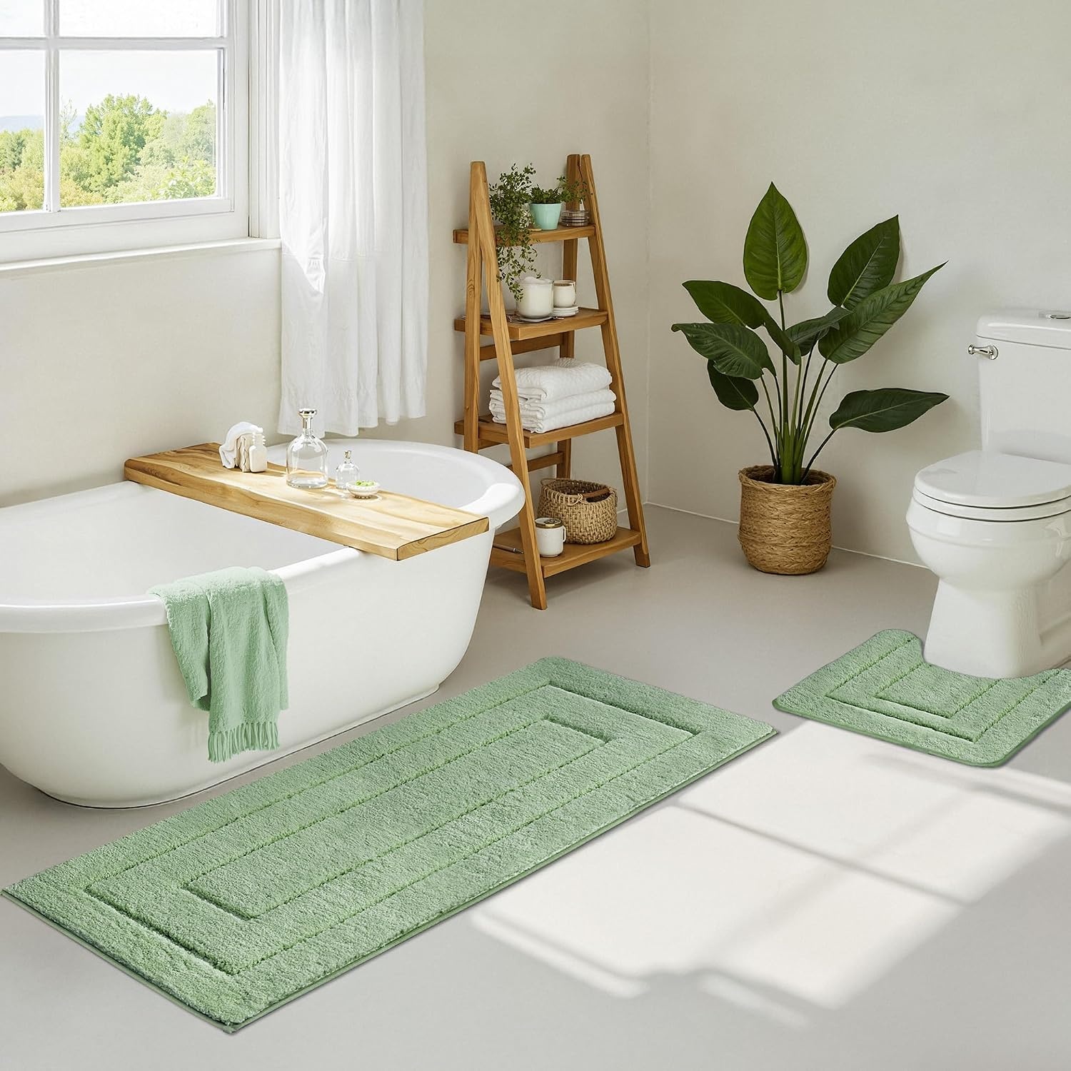 image:imageGRANNY SAYS Gray Bathroom Rugs Bath Mats for Bathroom NonSlip Super Soft and Water Absorbent Microfiber Bath Rugs Machine Wash Dry Bath Rugs for Floor Tub and Shower 16 x 24Green