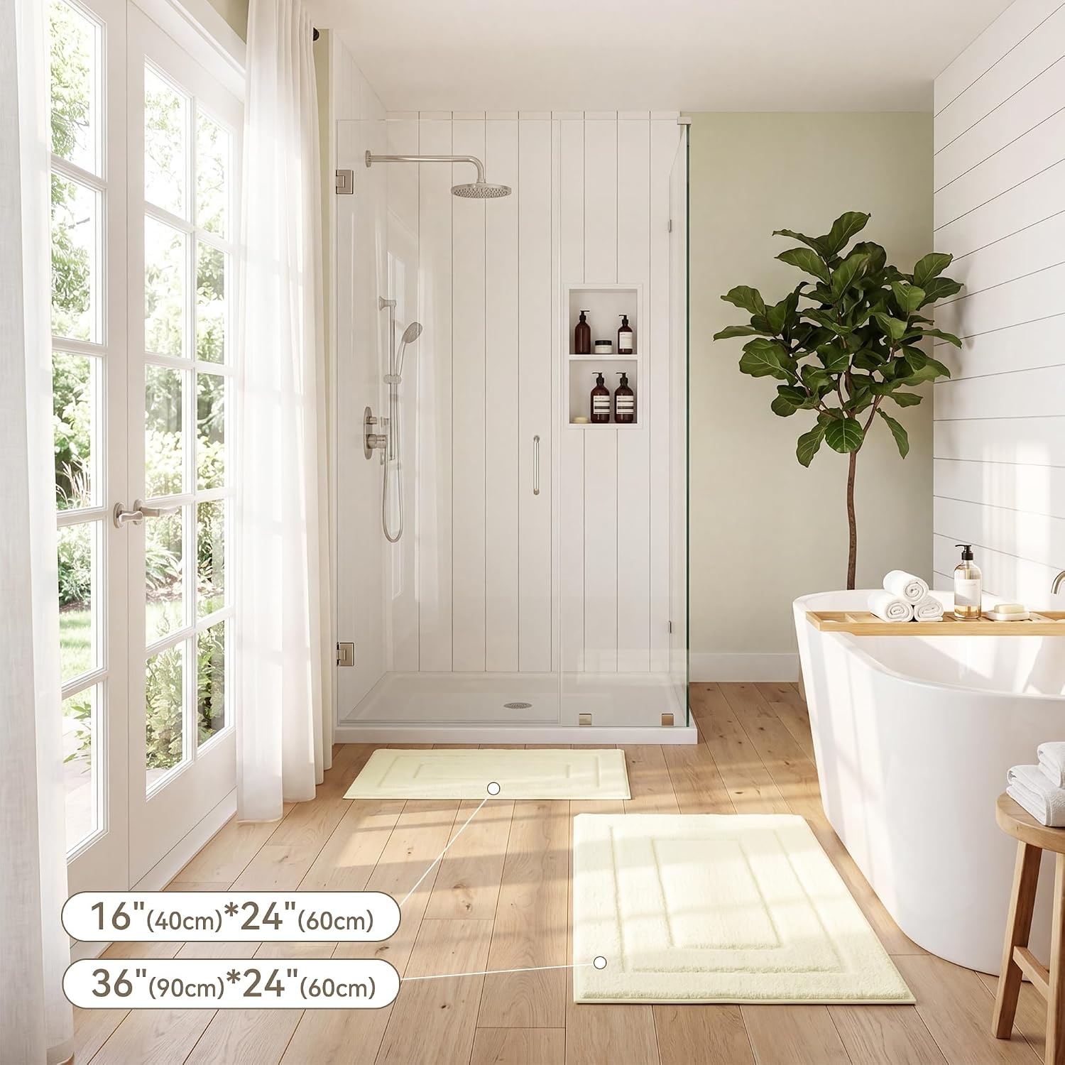 image:imageGRANNY SAYS Gray Bathroom Rugs Bath Mats for Bathroom NonSlip Super Soft and Water Absorbent Microfiber Bath Rugs Machine Wash Dry Bath Rugs for Floor Tub and Shower 16 x 24Cream White