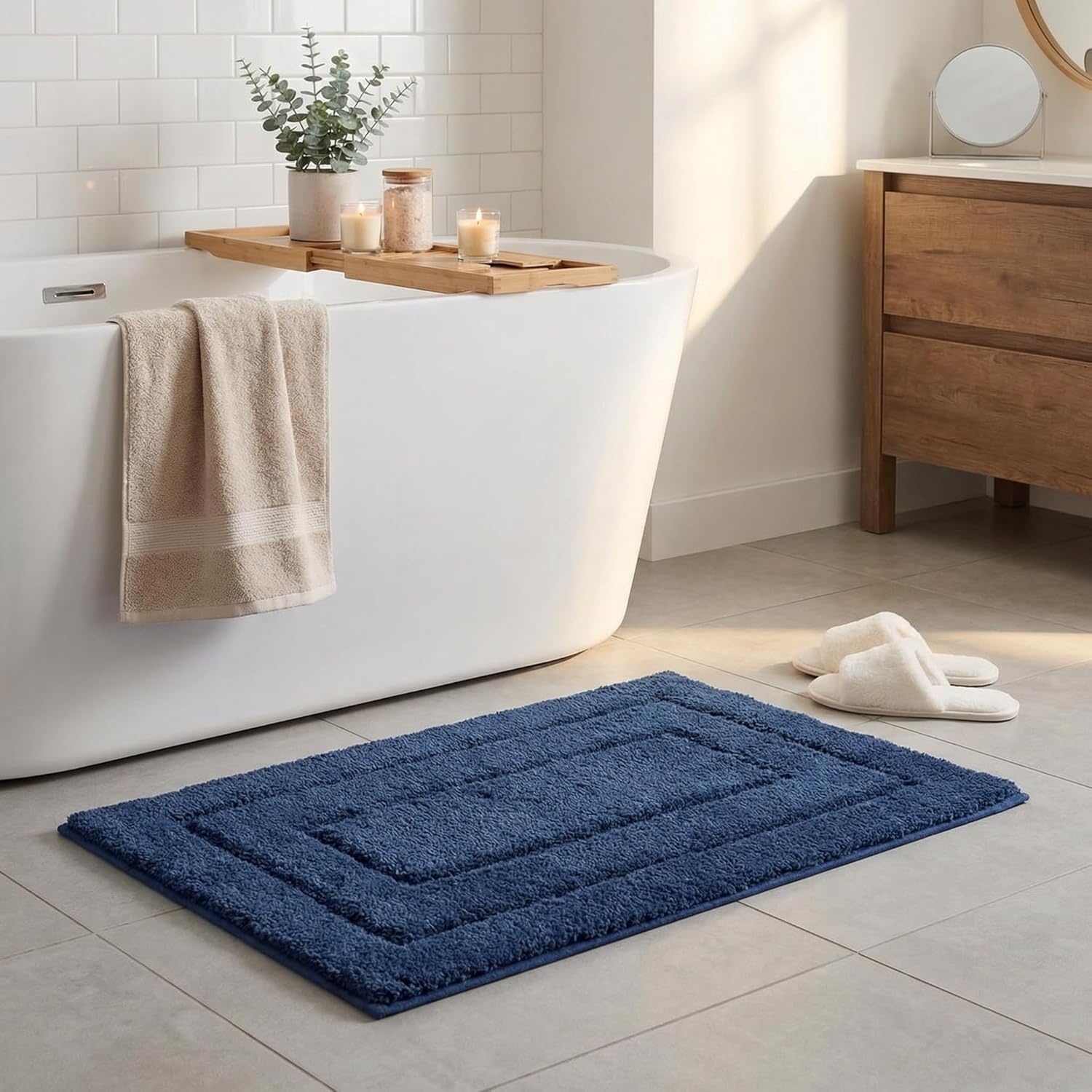 image:imageGRANNY SAYS Gray Bathroom Rugs Bath Mats for Bathroom NonSlip Super Soft and Water Absorbent Microfiber Bath Rugs Machine Wash Dry Bath Rugs for Floor Tub and Shower 16 x 24Deep Blue